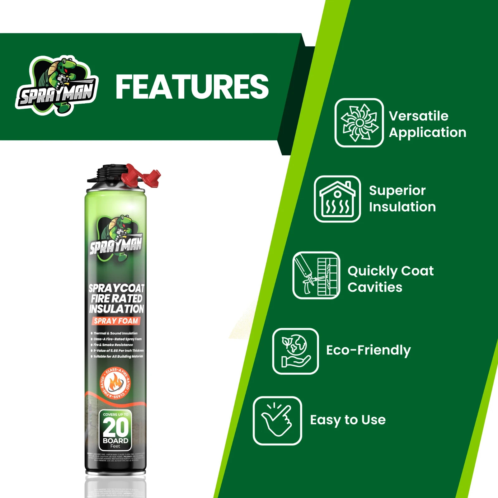 Sprayman Spraycoat Fire Rated Closed Cell Insulation Foam Kit 27.1oz 6 Pack