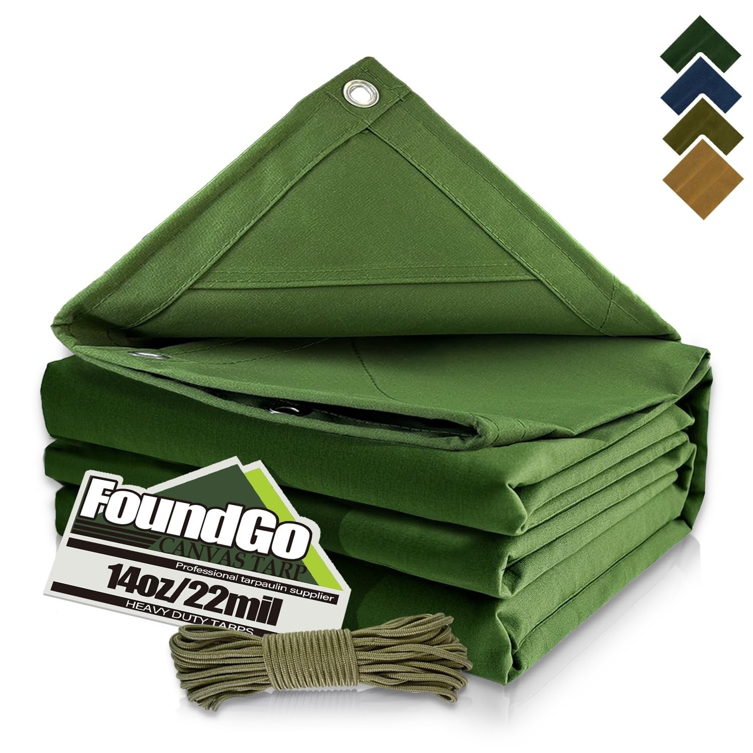 FoundGo Canvas Tarp 16x20ft Heavy Duty Waterresistant Tarps with Grommets, UV…