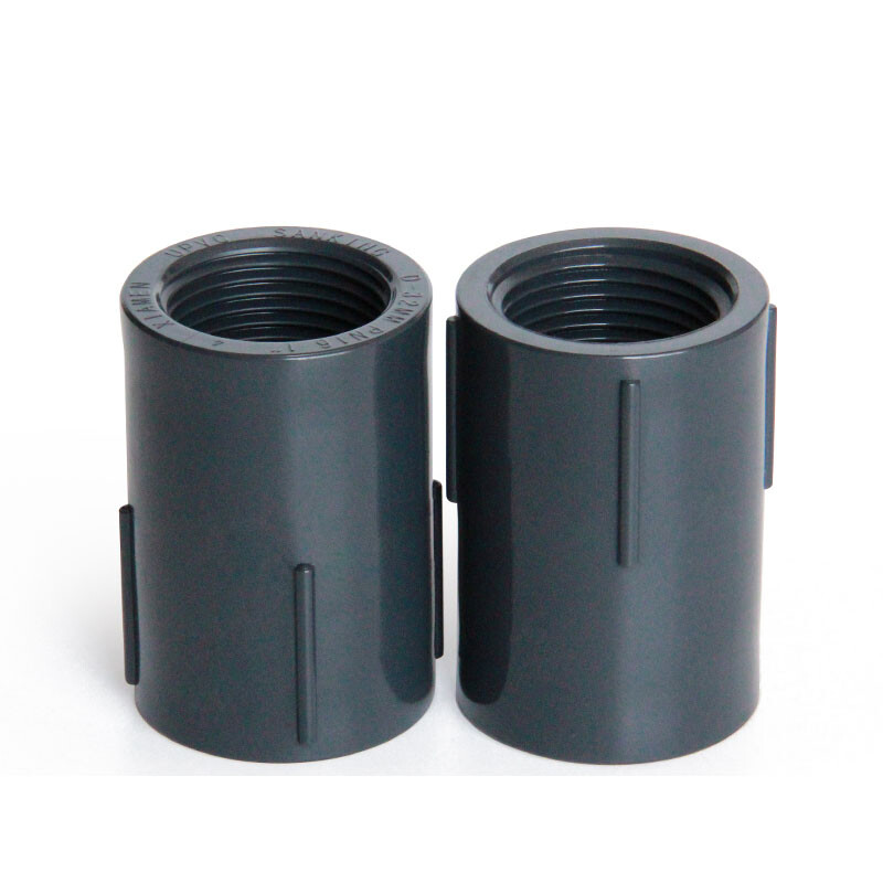 Pvc Double Internal Threaded Joint Water Supply Straight Pipe Dark Gray Adapter
