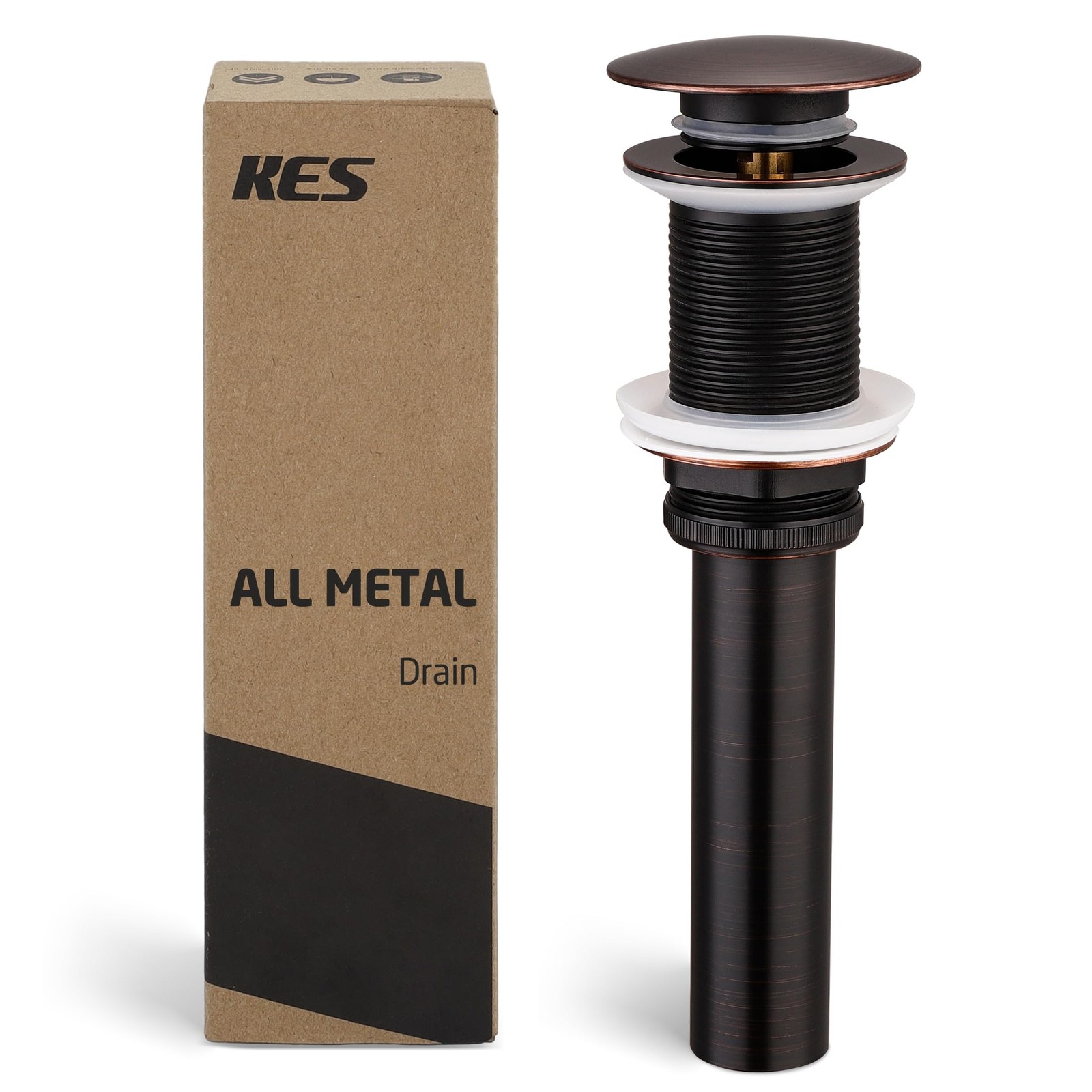 KES Bathroom Sink Drain Without Overflow Big Popup Cap, Oil Rubbed Bronze