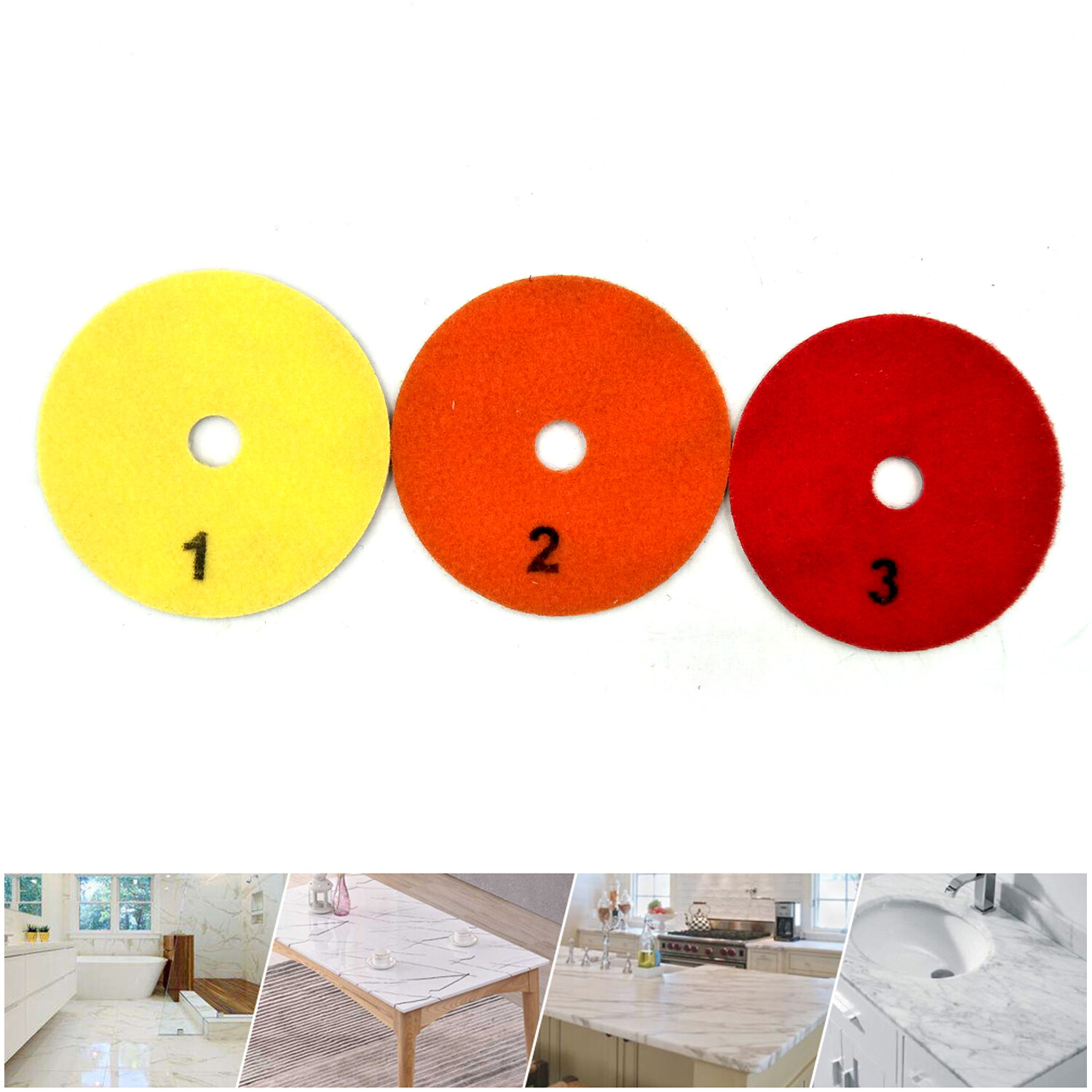 3pcs Dry Diamond Polishing Pads 4 Inch Set Kit Marble Concrete Granite R1F5