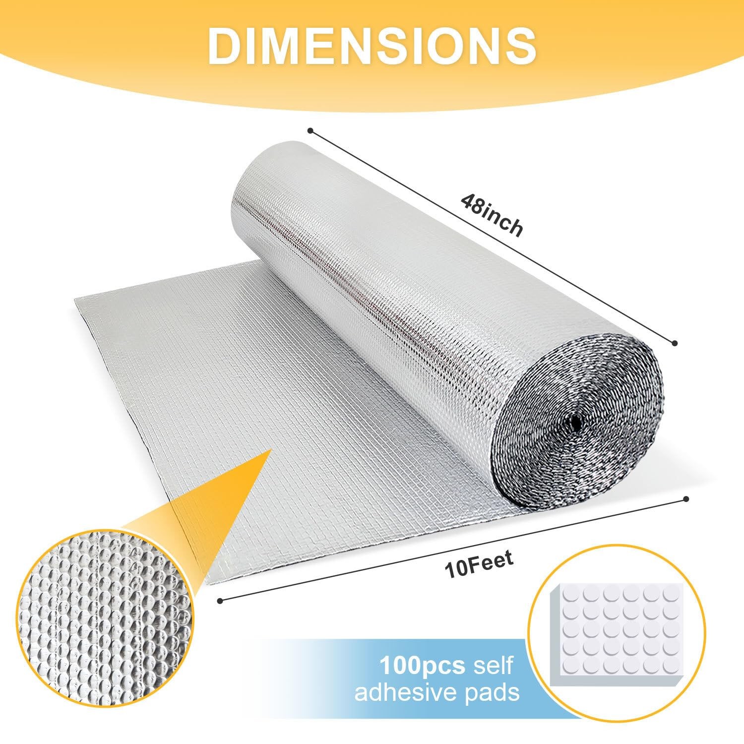 48″ x 10 Ft Window Insulation Kit, 3mm Bubble Reflective Aluminum Foil for Wi…