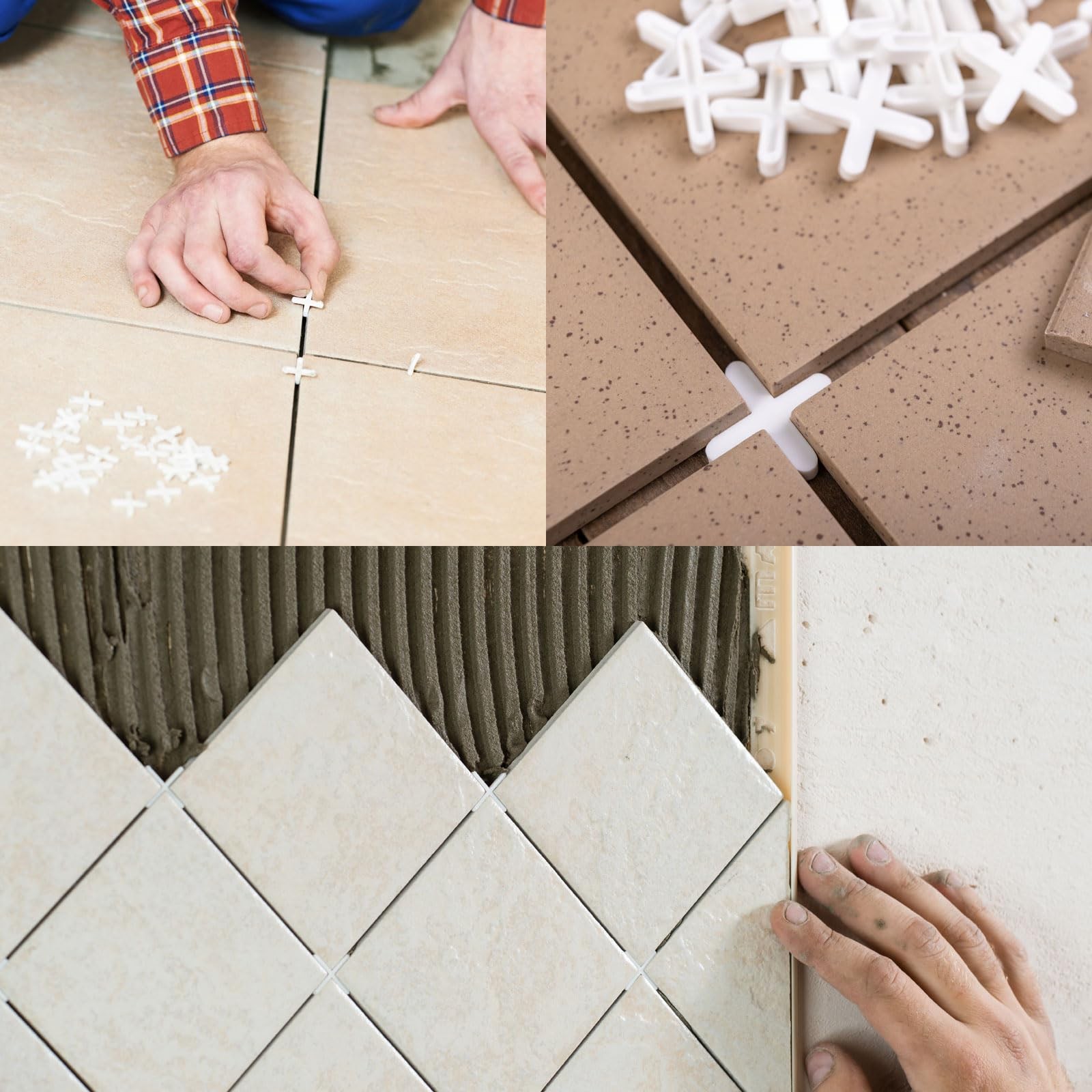 uxcell 300Pcs Tile Spacers 1mm 3/64″ Wall Floor Plastic 3/64″, White