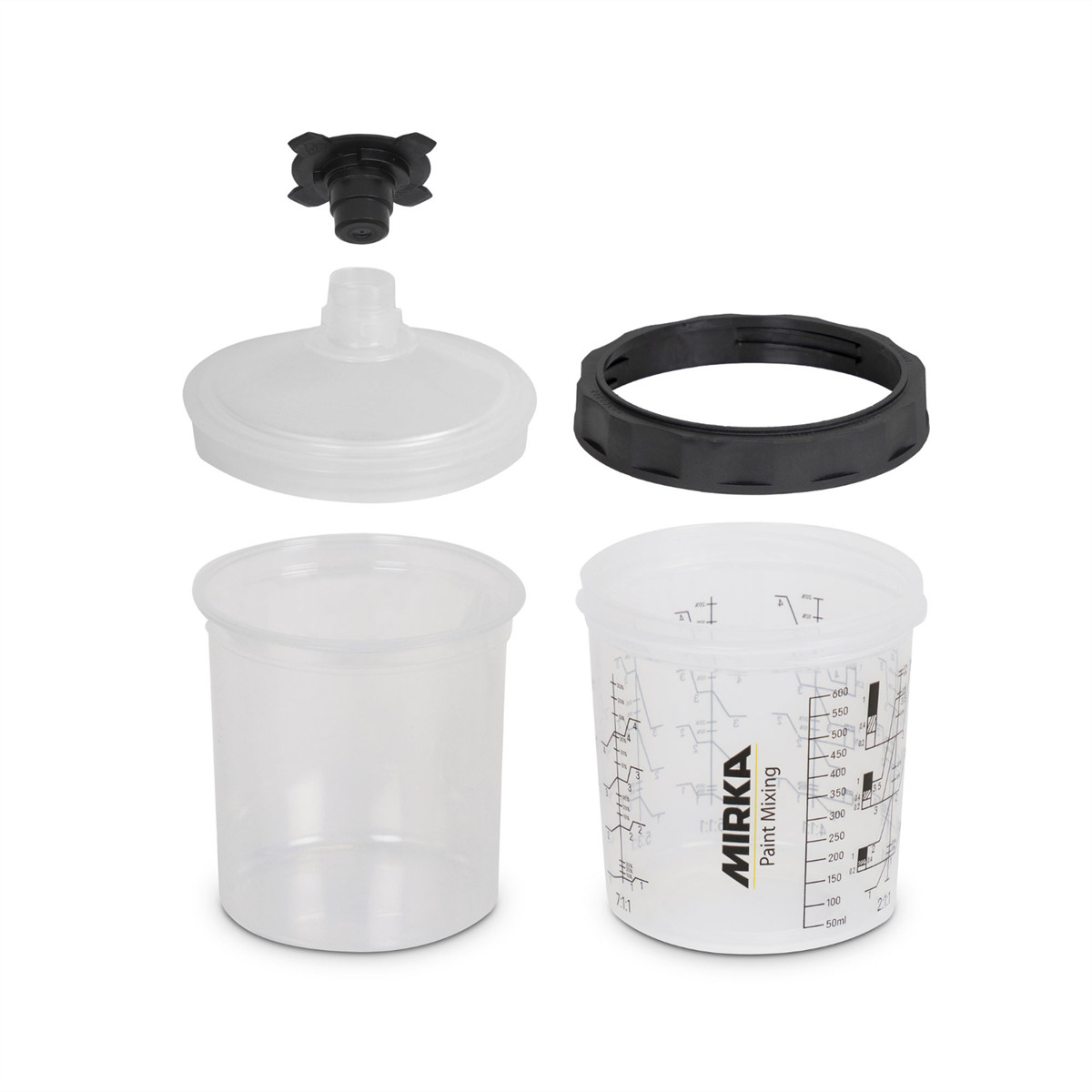 Mirka Abrasives Paint Cup System 180ml, Filter Lid 125&Acirc;m, 50/Pack MRK.919
