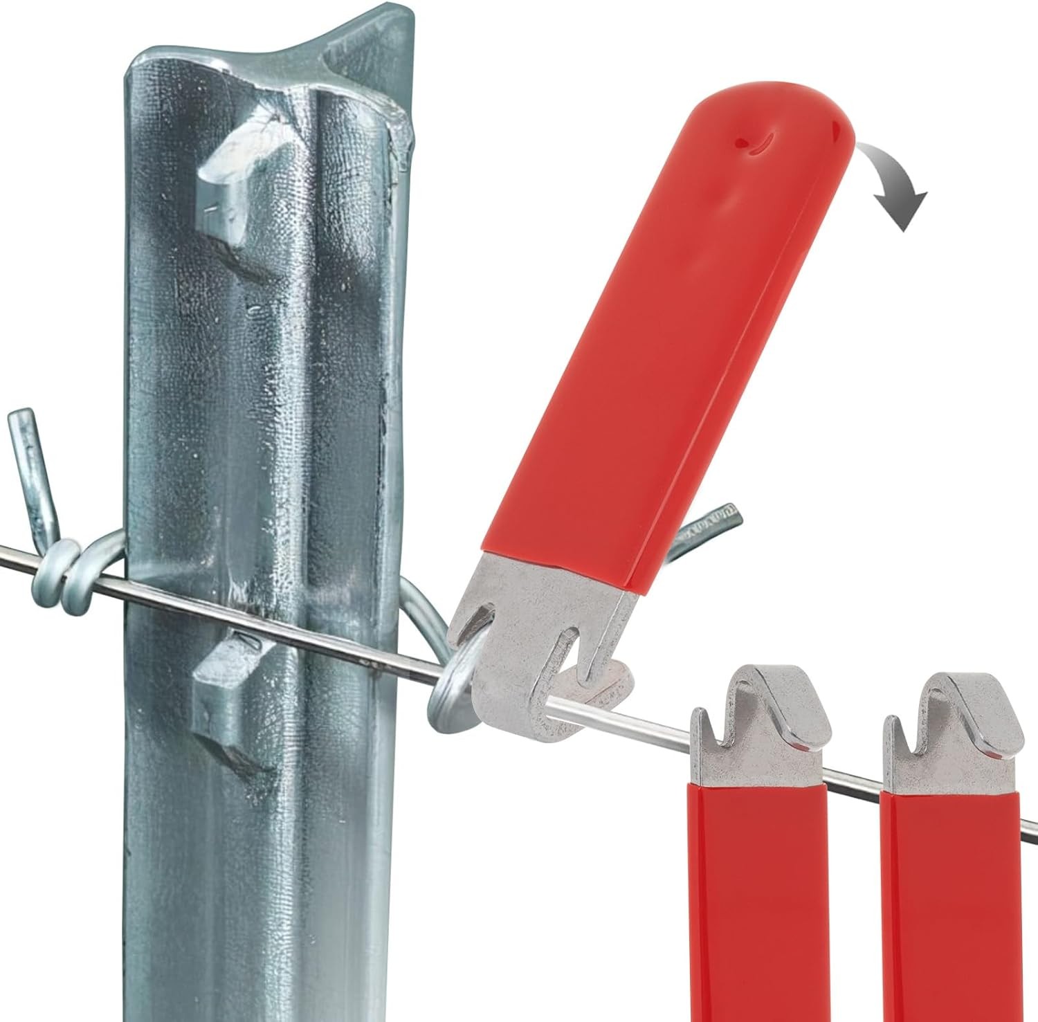 T-Post Clip Tool: Fence Wire Twisting and Fencing Tool with Red 2Pcs,