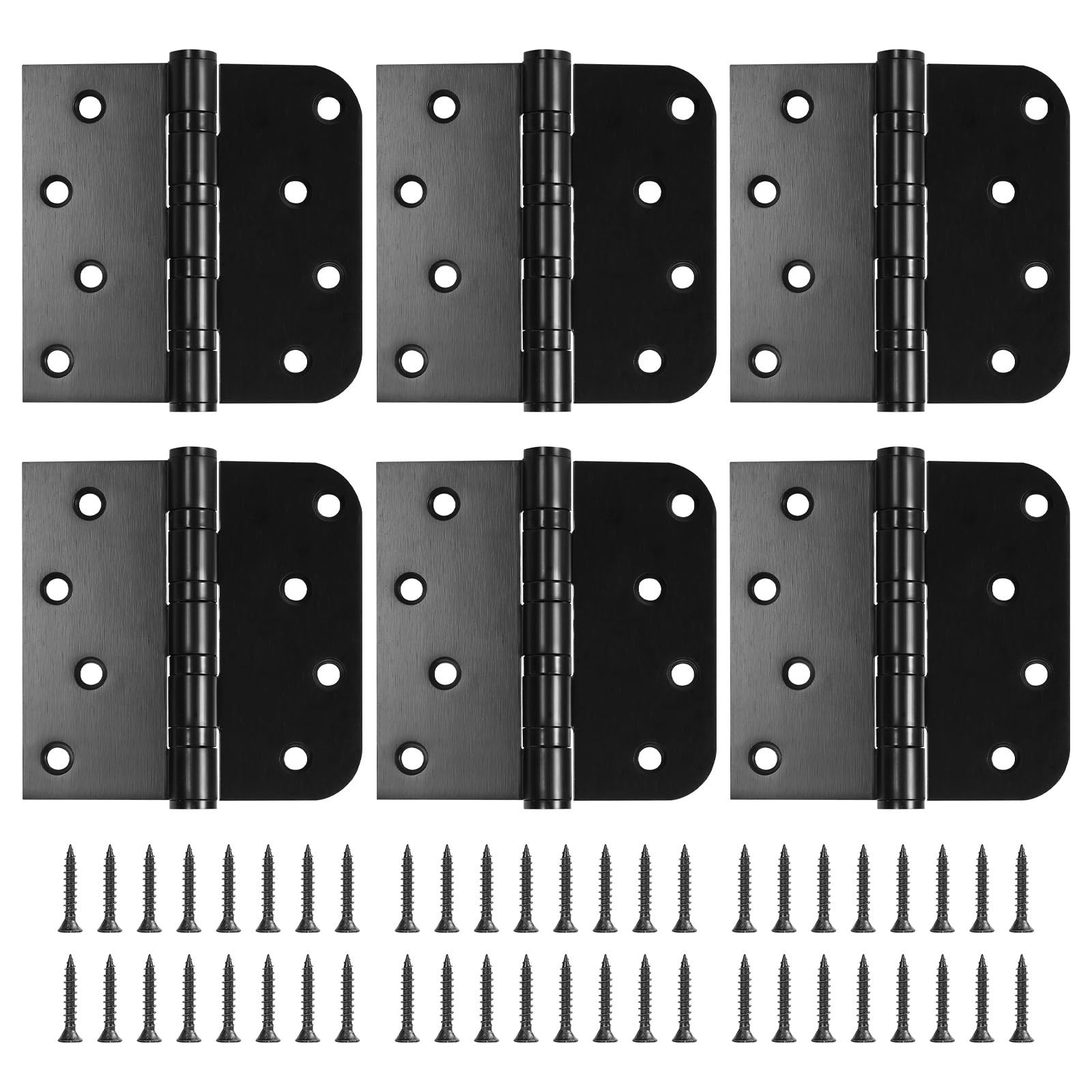 6 Pack Ball Bearing Door Hinges, 4 Inch x 4 Inch Heavy Duty Stainless Steel D…