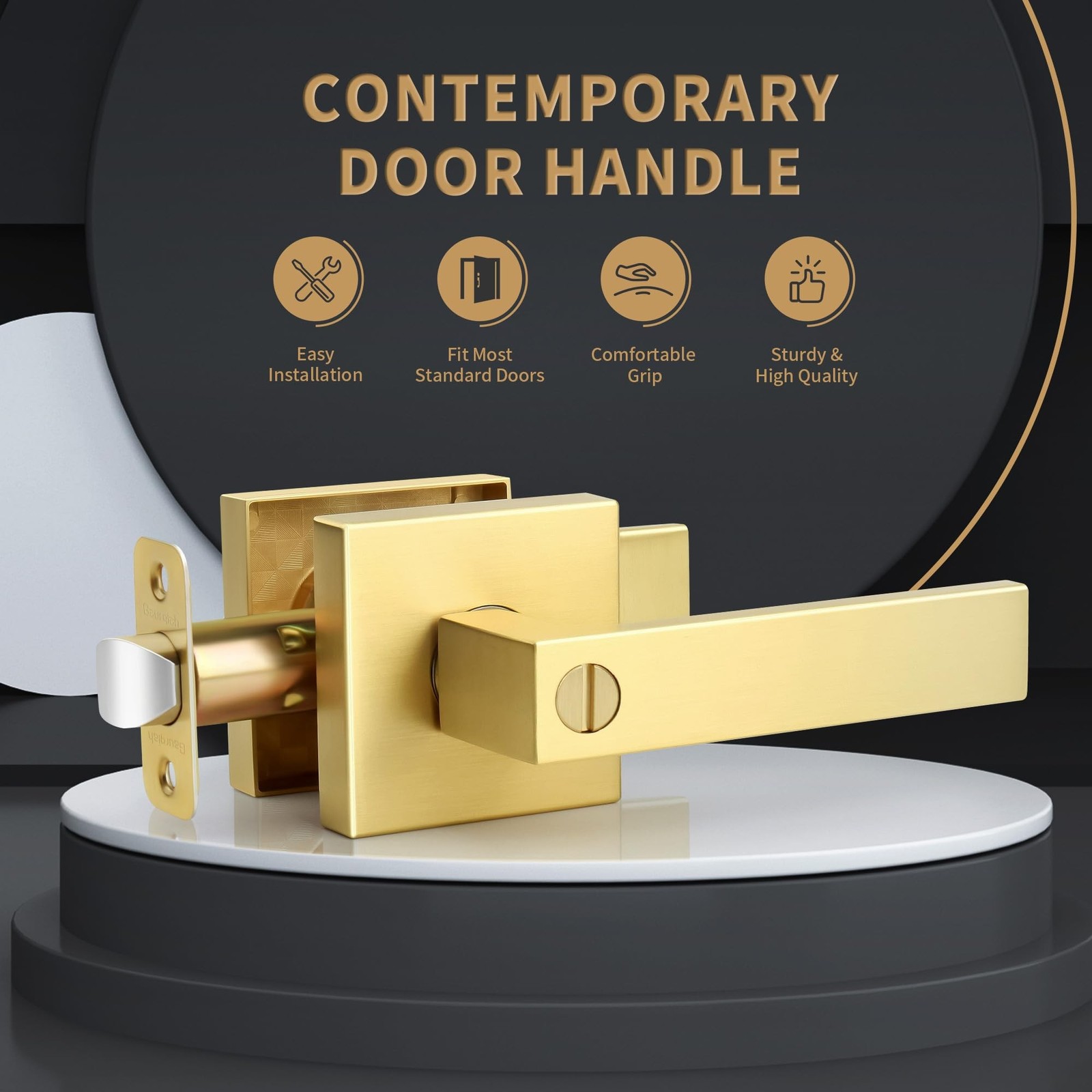 Privacy Brushed Gold Door Handles, Heavy Duty Gold Interior Door Lever,Revers…