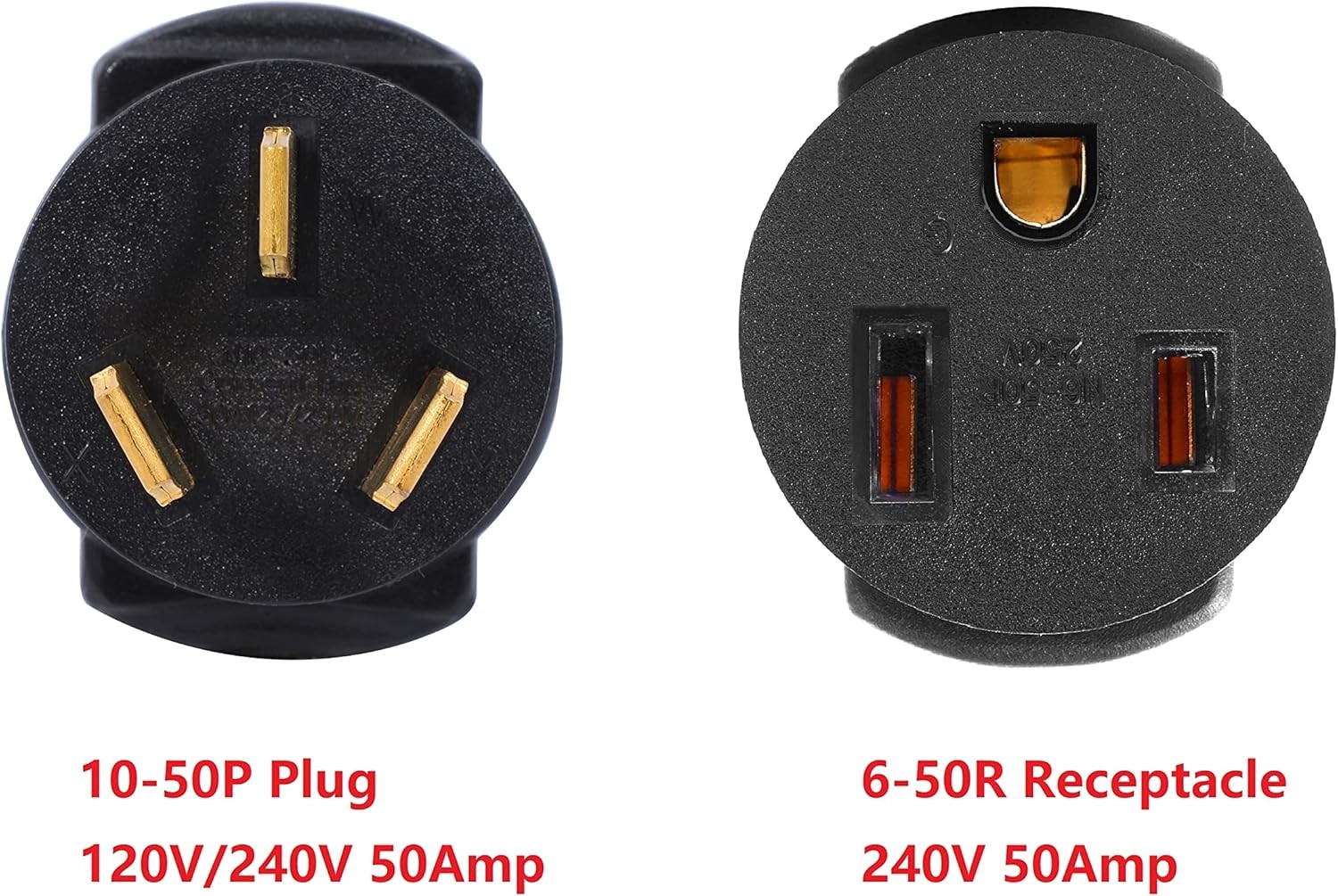 ONETAK NEMA 10-50P to 6-50R Compact 240V 50 Amp 3 Prong 10-50P/6-50R