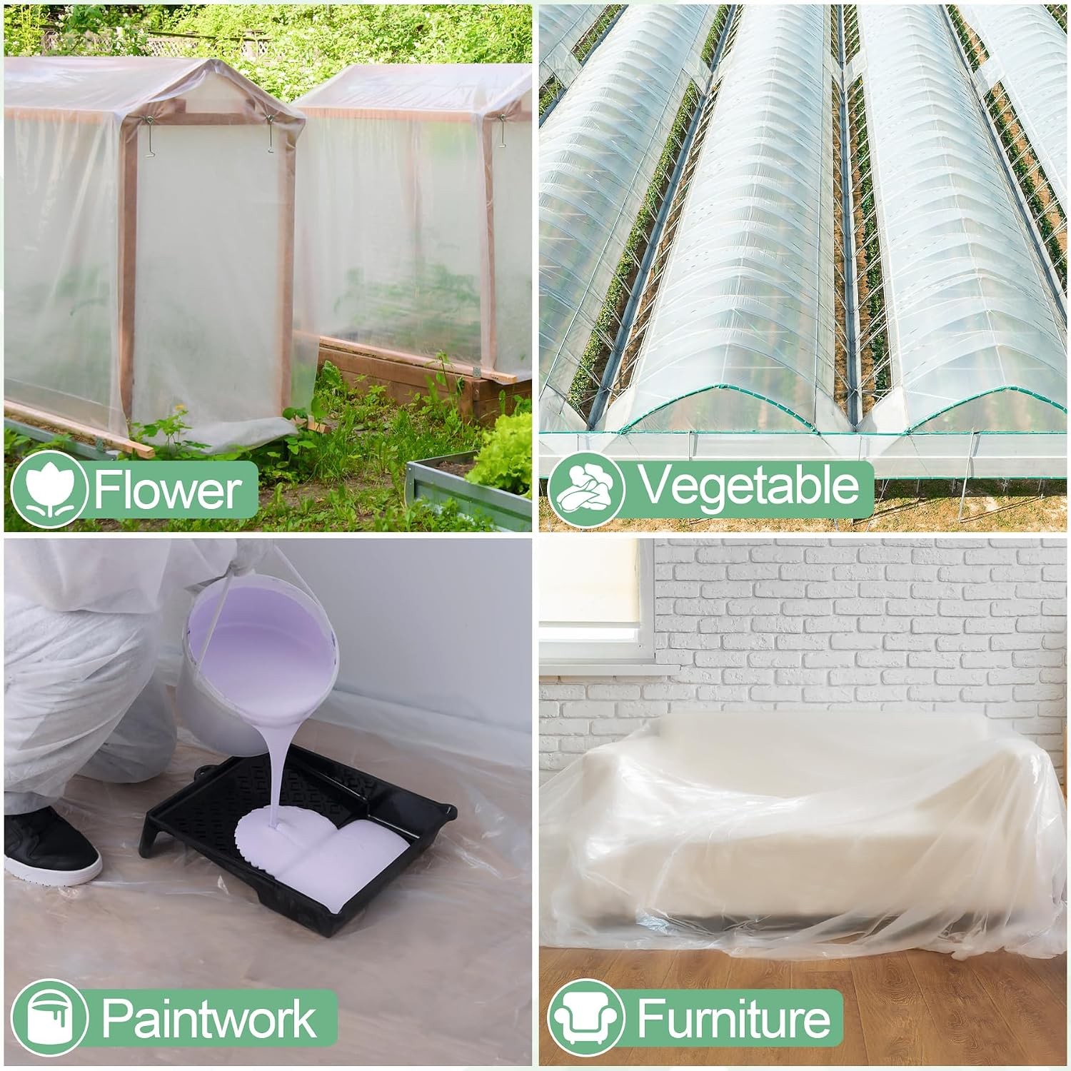 16 x 26 FT Clear Greenhouse Plastic Sheeting 6 Mil Polyethylene Film Heavy Duty