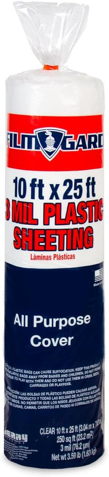 626132 Consumer Plastic Sheeting 10′ Width X 25′ Length X 3 Mil Thick, Black