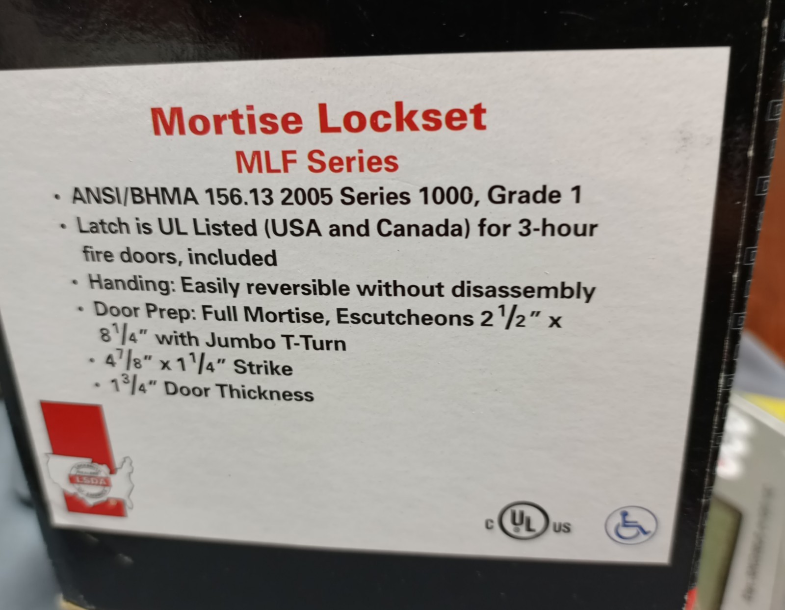 LSDA MLF Series Grade 1 Mortise Lock 183403