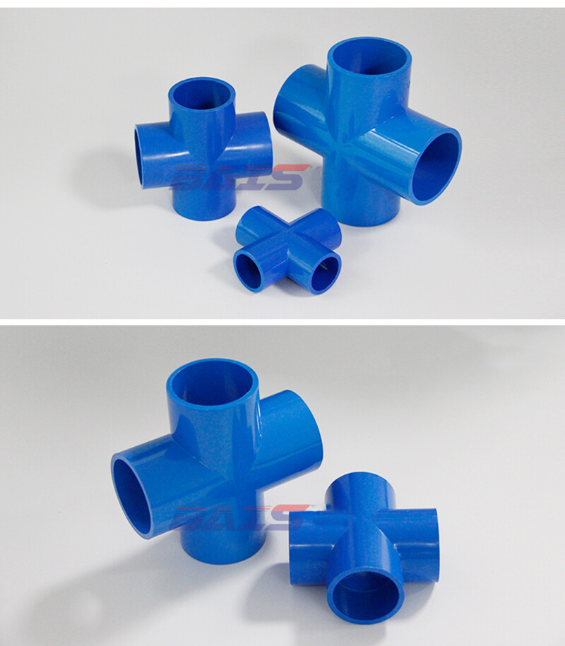 Cross 4 Way X-Piece PVC Pressure Pipe Fitting Adhesive Sleeve Aquarium 20-160mm