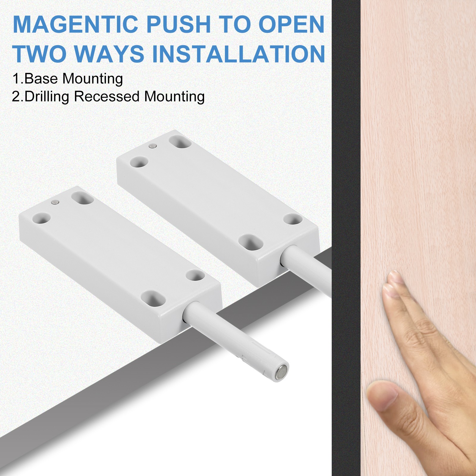 Magnetic Push Latches for Cabinet, 3.54″x1.26″ Push to Open Door Latch Grey