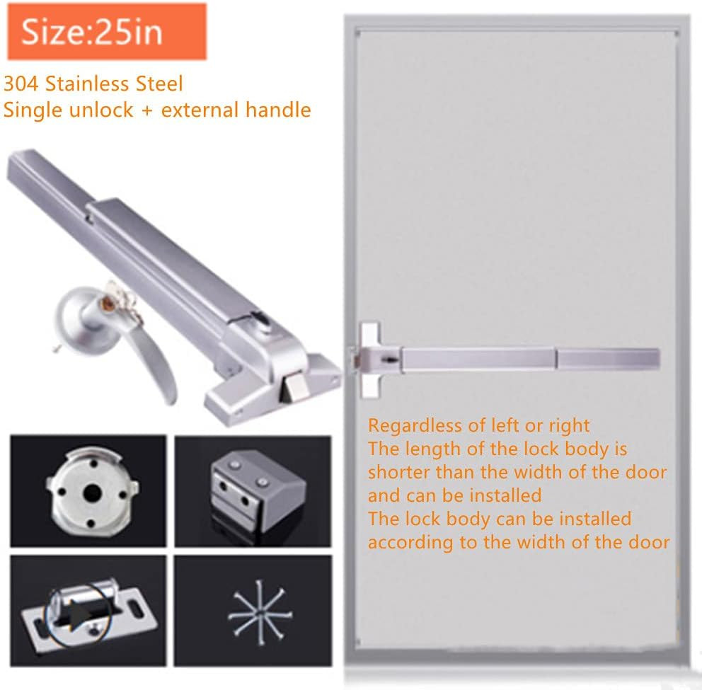Controls Push Bar Panic Exit Device Aluminum, with Exterior Lever Trim (Aluminum