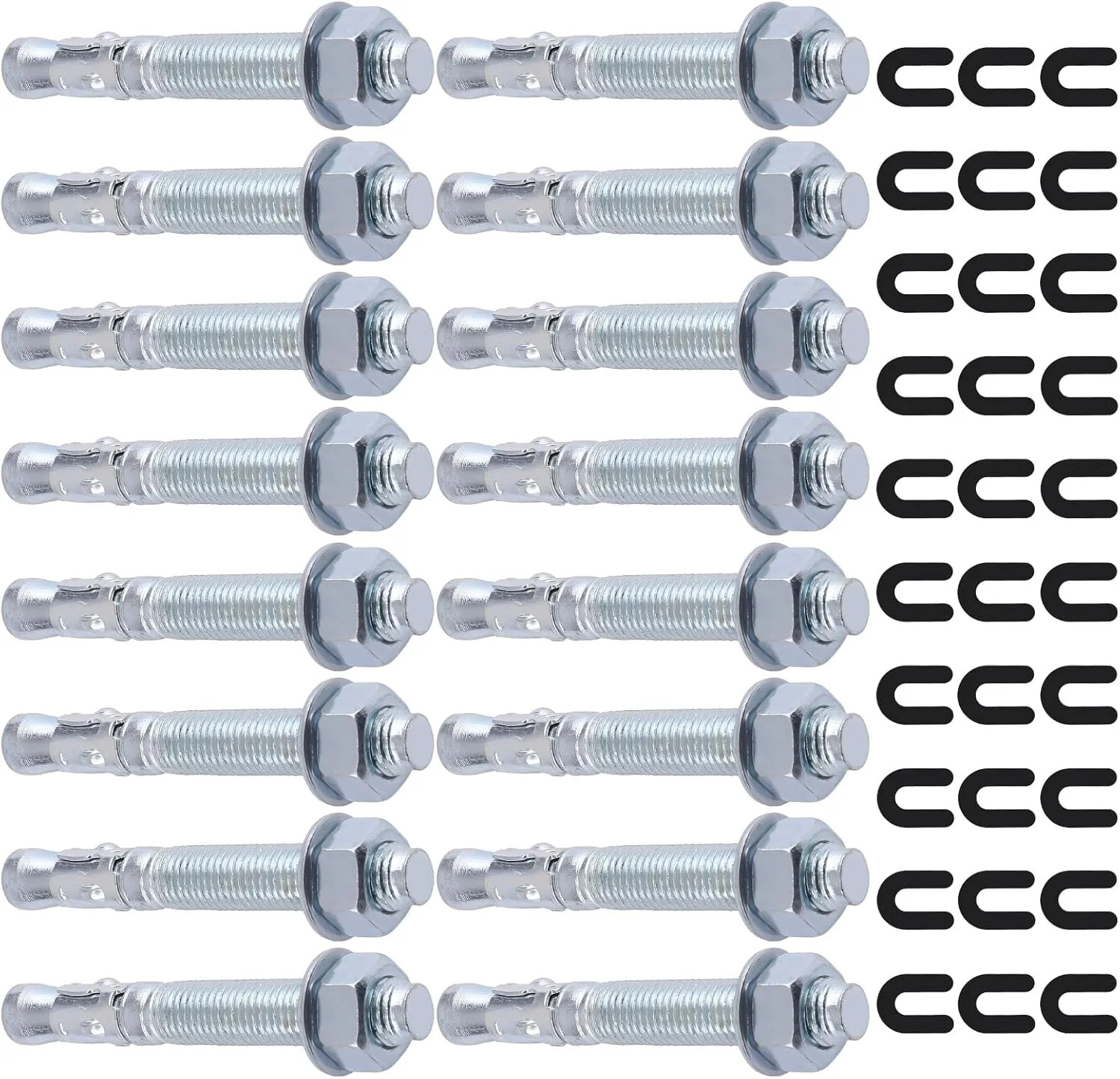 46 Pcs Car Lift Installation Kit with 16 X 3/4″ X 5.5″ Wedge Anchor Bolts and 30
