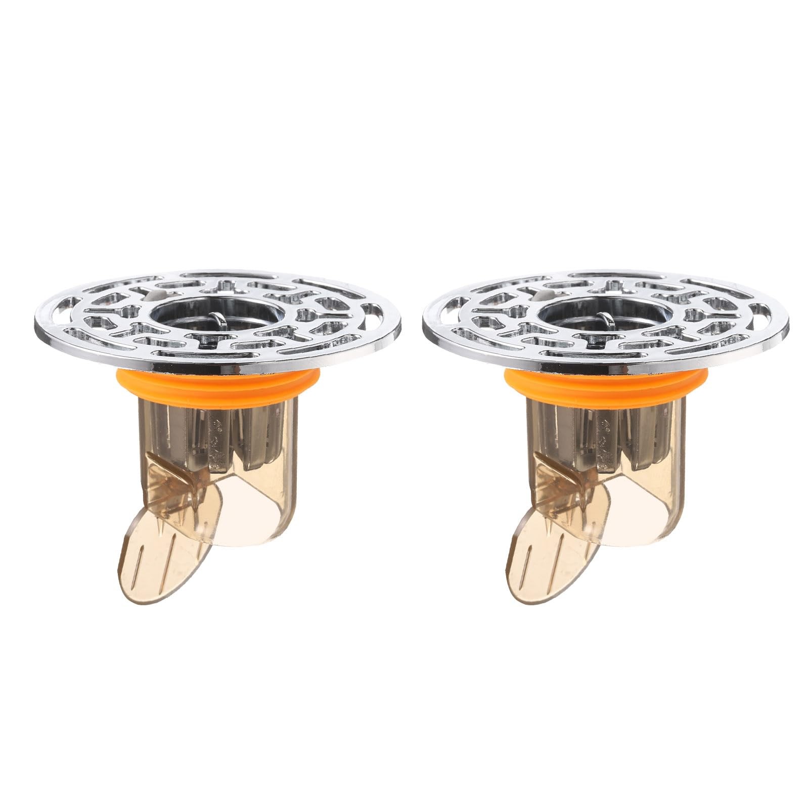 uxcell 2Pcs Odor Proof Floor Drain, ABS Shower Silver Clear Orange