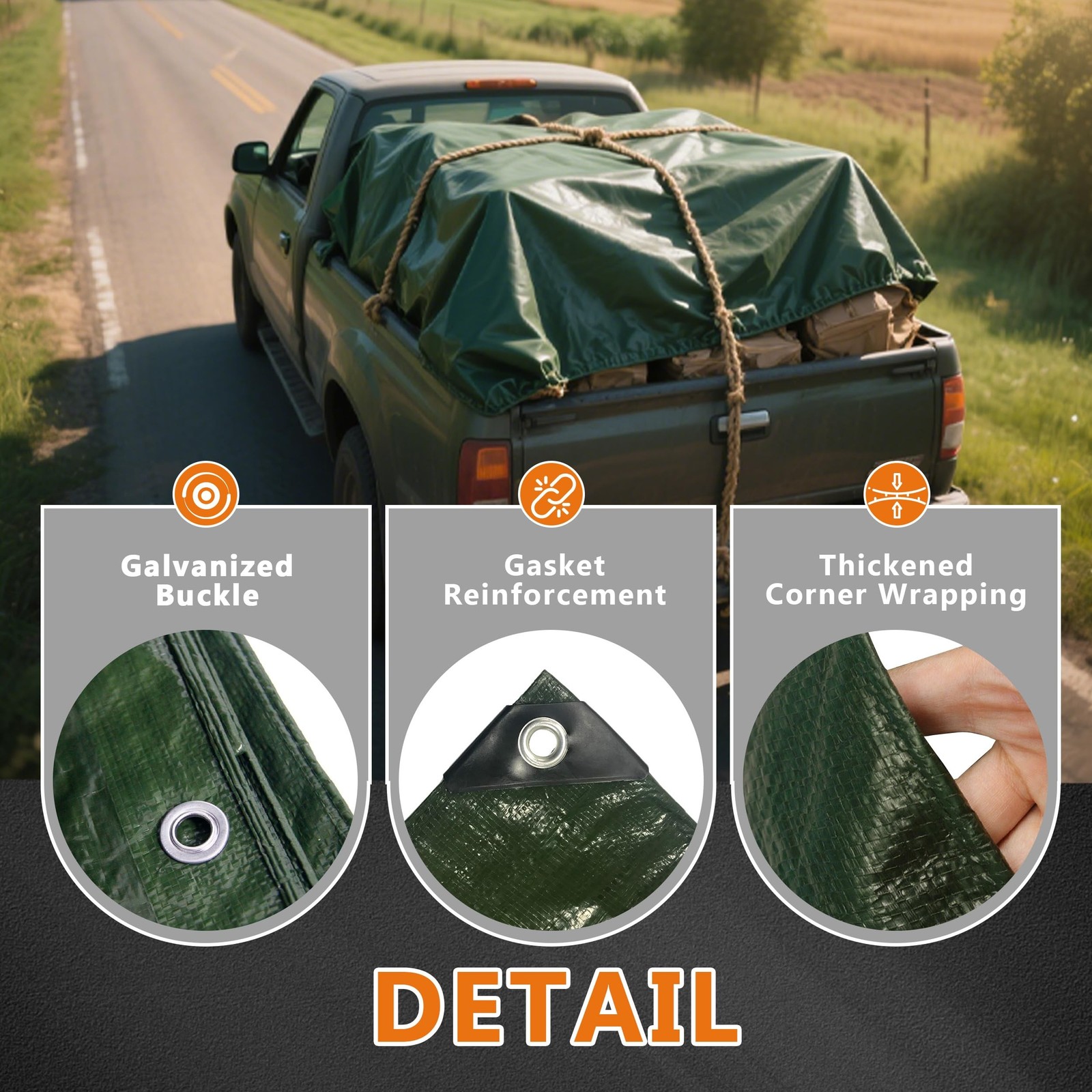 Heavy Duty Waterproof Tarps,Finished Size Tarps, Premium Tarp with Metal Grom…