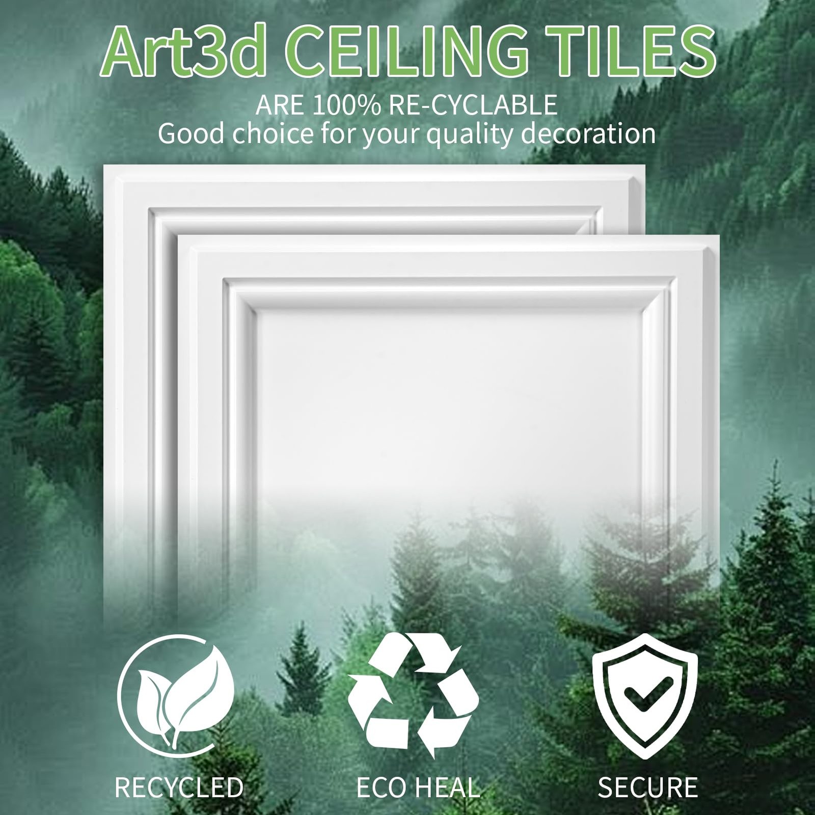 Art3D Decorative Drop Ceiling Tiles 24 X 24 Inch Glue Up Ceiling Tiles For Room