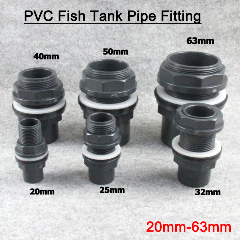 PVC Pipe Fitting for Fish Tank 20/25/32/40/50/63mm Water Tank Thread Connector