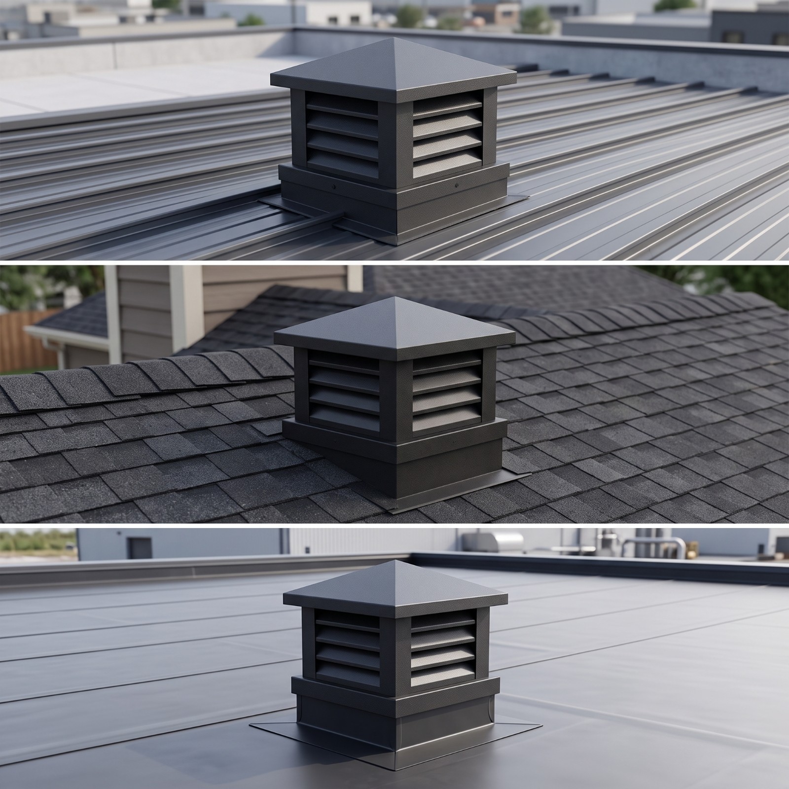 Exhaust Hood with Louvers Louvered Roof Vent Cap Weatherproof for Roofers