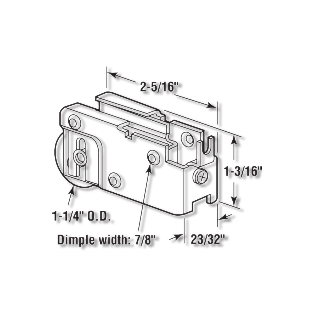 Prime-Line 1-1/4 in X 0.72 in Steel Roller Assembly D 1526