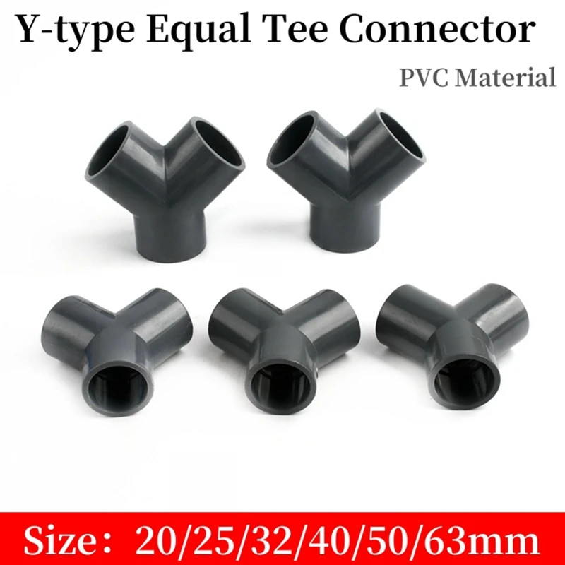 40mm 1 piece 1/5PCS 20/25/32/40/50/63mm PVC Pipe Y-Type Tee Connectors 3-Way Qui