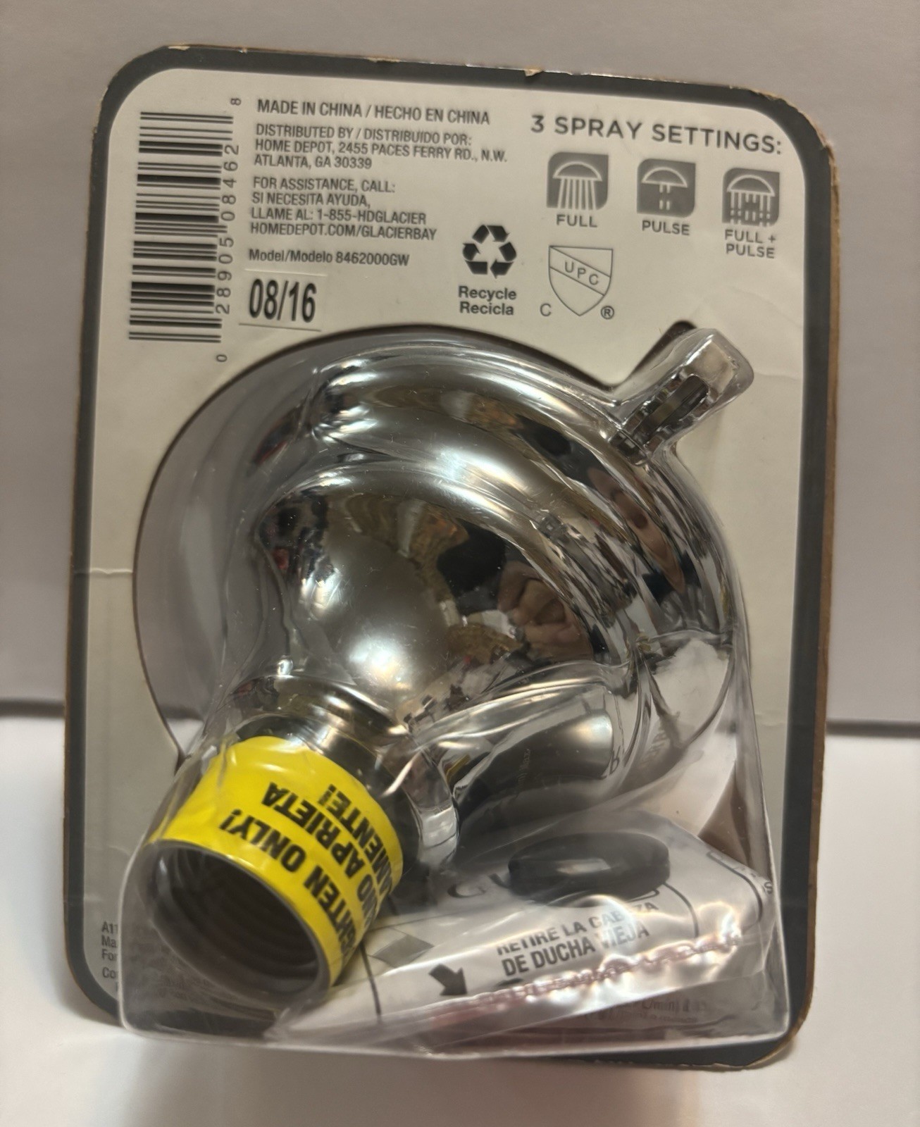 3-Spray Showerhead in Chrome Glacier Bay New Factory Sealed Free Fast Shipping