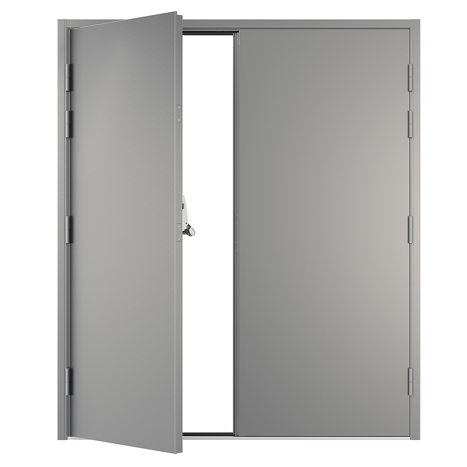 VIZ-PRO Quick Mount Fire Exit Door (Double) with Panic Bar, Gray