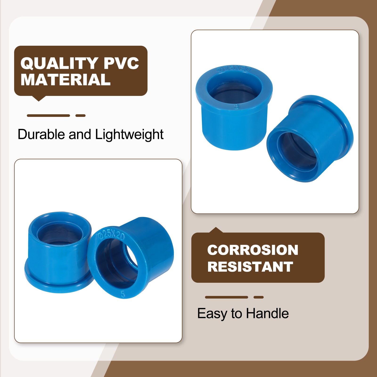 10 Pcs PVC DWV Reducer Bushing 1″ x 3/4″ (Socket x Socket) Connector Blue