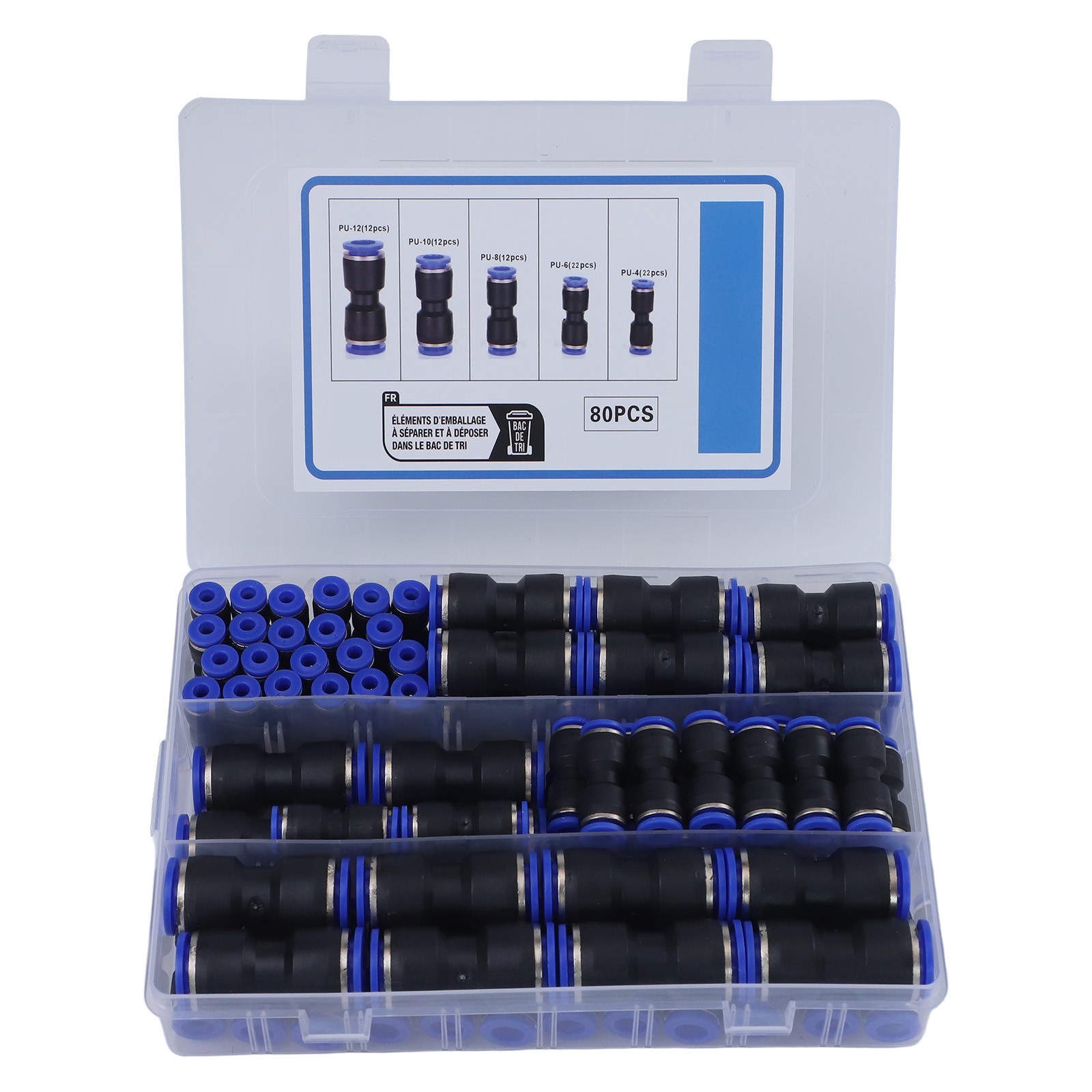 80 Pack of Straight Push Connectors Compatible with Multiple Tubing Types