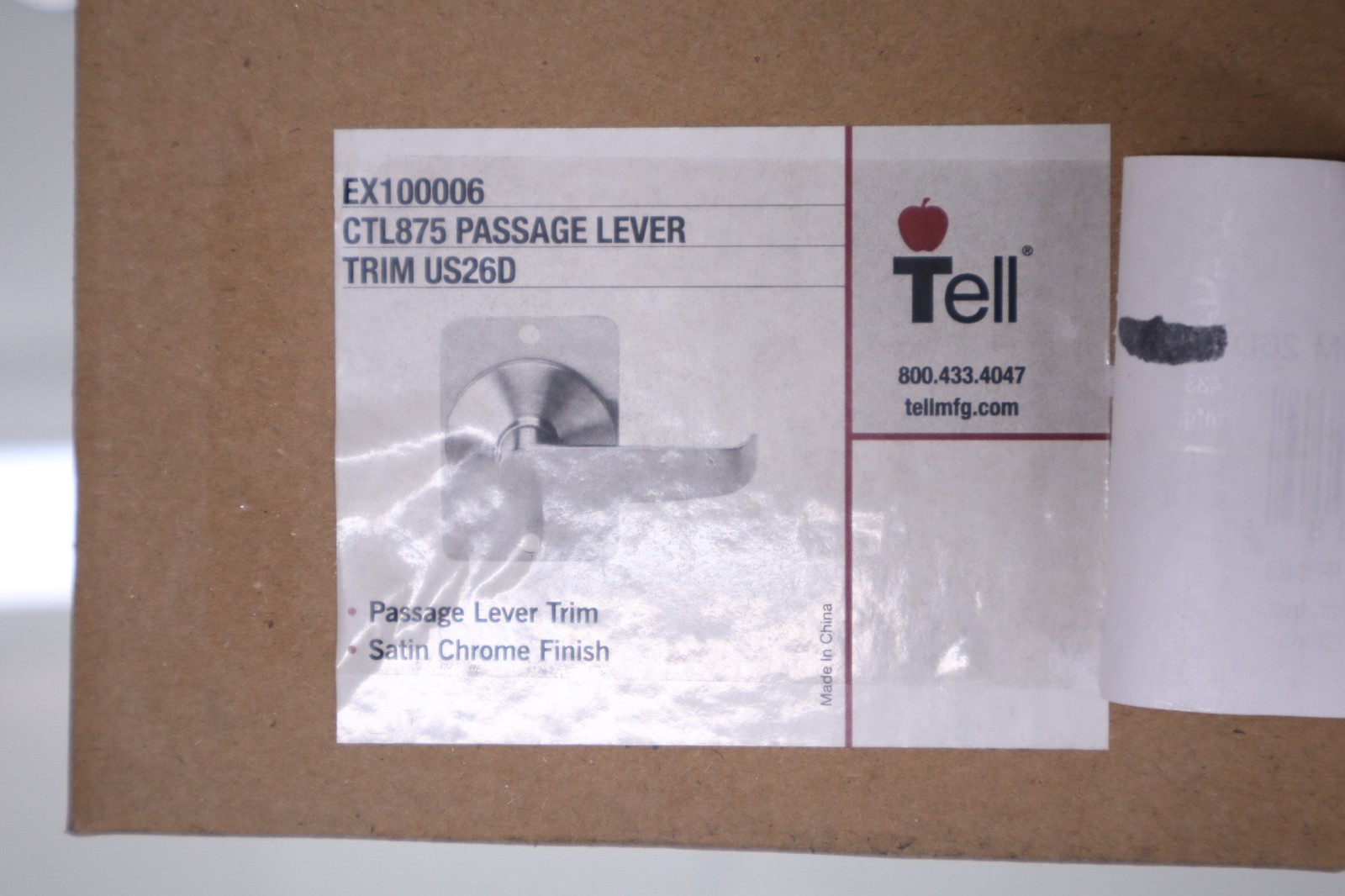 TELL CTL875 Passage Lever Trim f Exit Devices-US26D Satin ex1000006