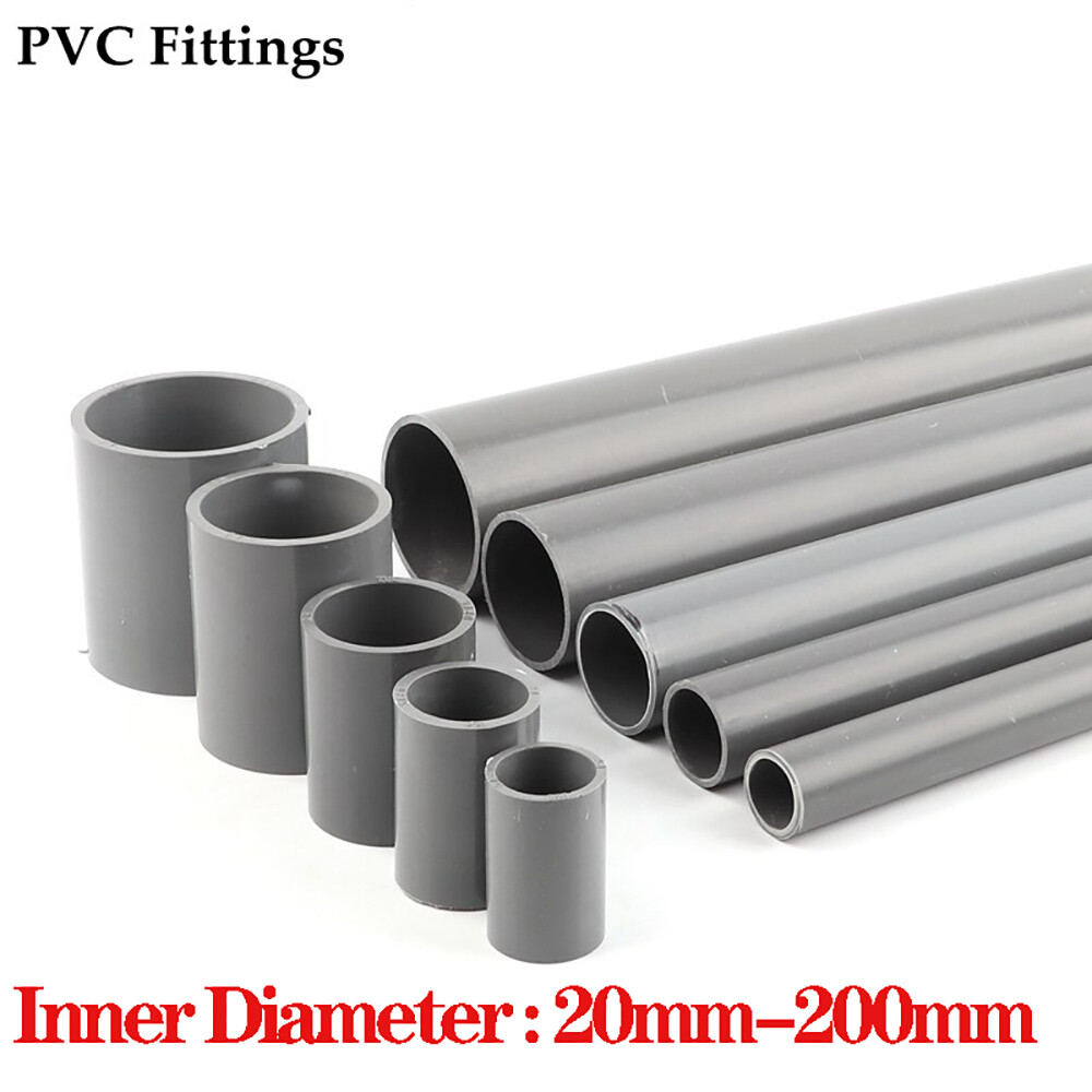 Grey PVC Direct Pipe Fitting Straight Joint Water Pipe Socket Coupling 20~200mm