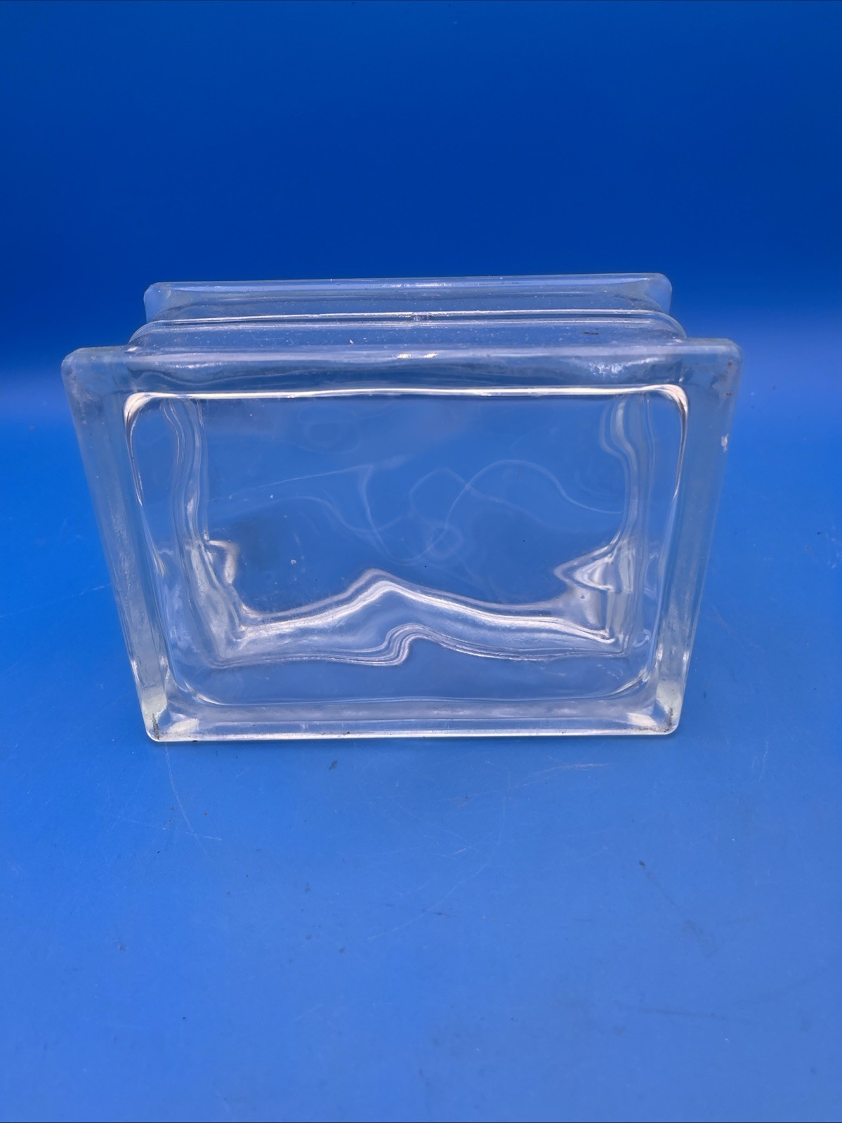 Vintage Architectural Glass Block Rectangle 7.75″x5.75″x4” Reclaimed Wave Wavy
