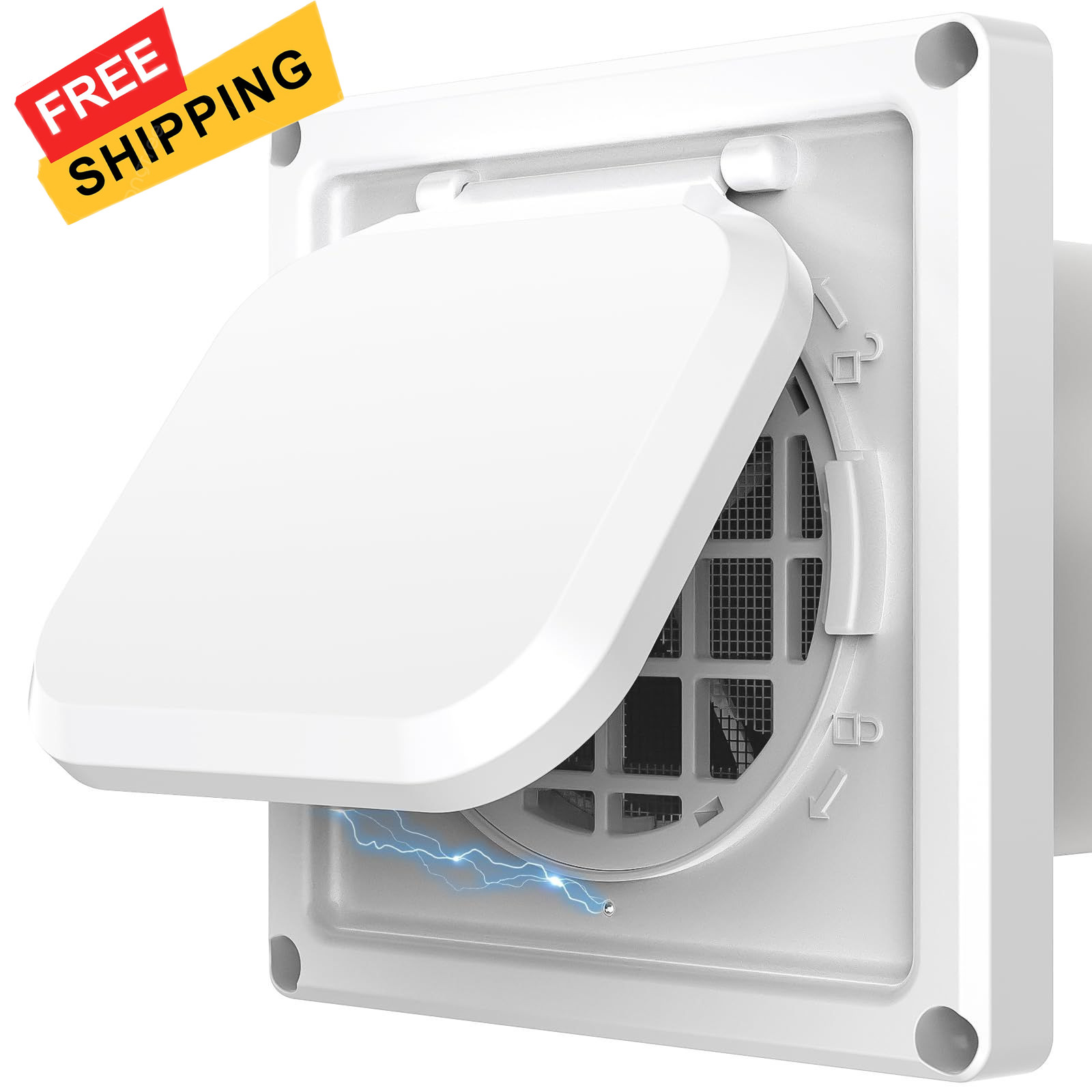 Houseluxe Dryer Vent Cover Outside 4 inch, Magnetic Door Design, White