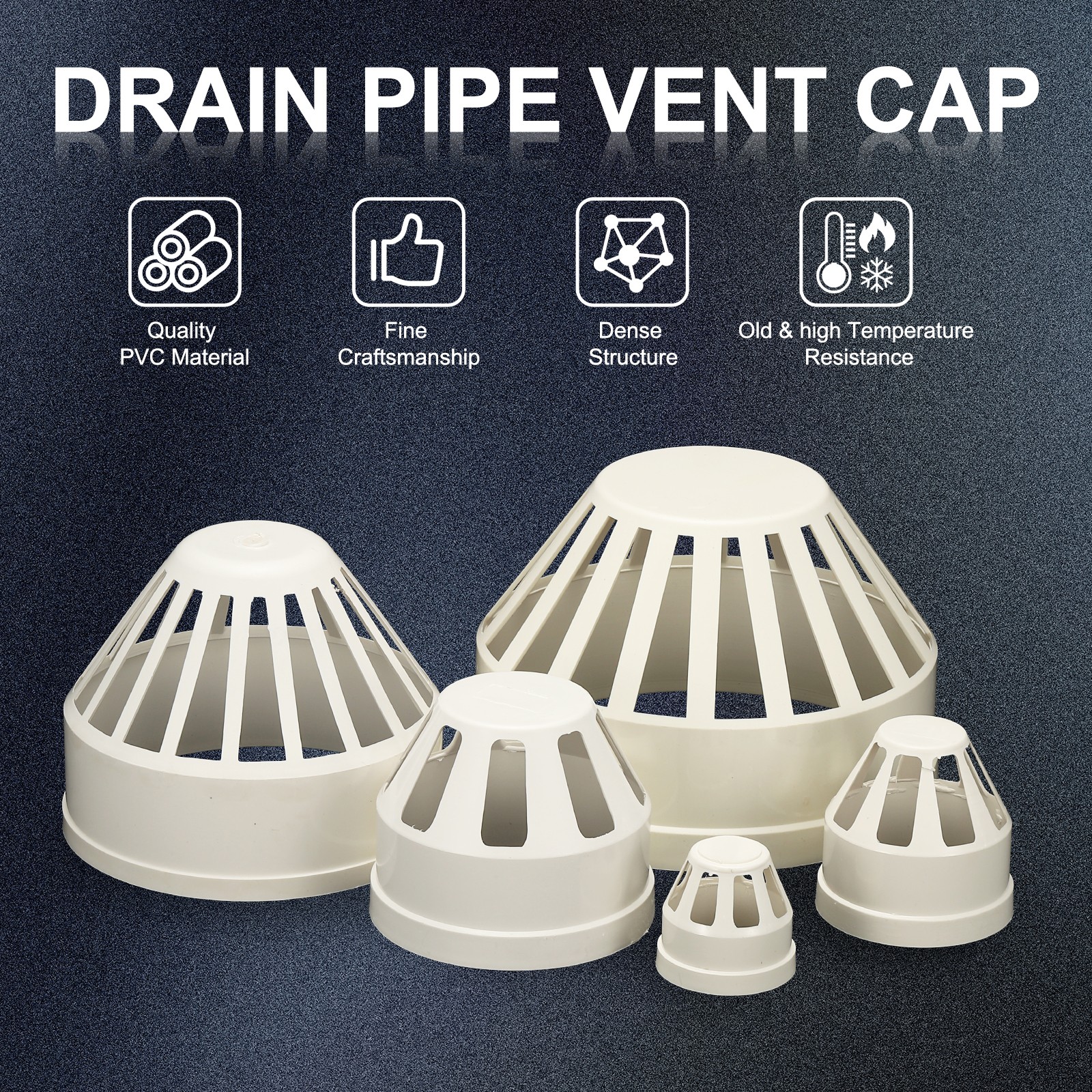 PVC Drain Pipe Vent Cap, 2 Inch Vent Pipe End Cap Cover Air Vent, White