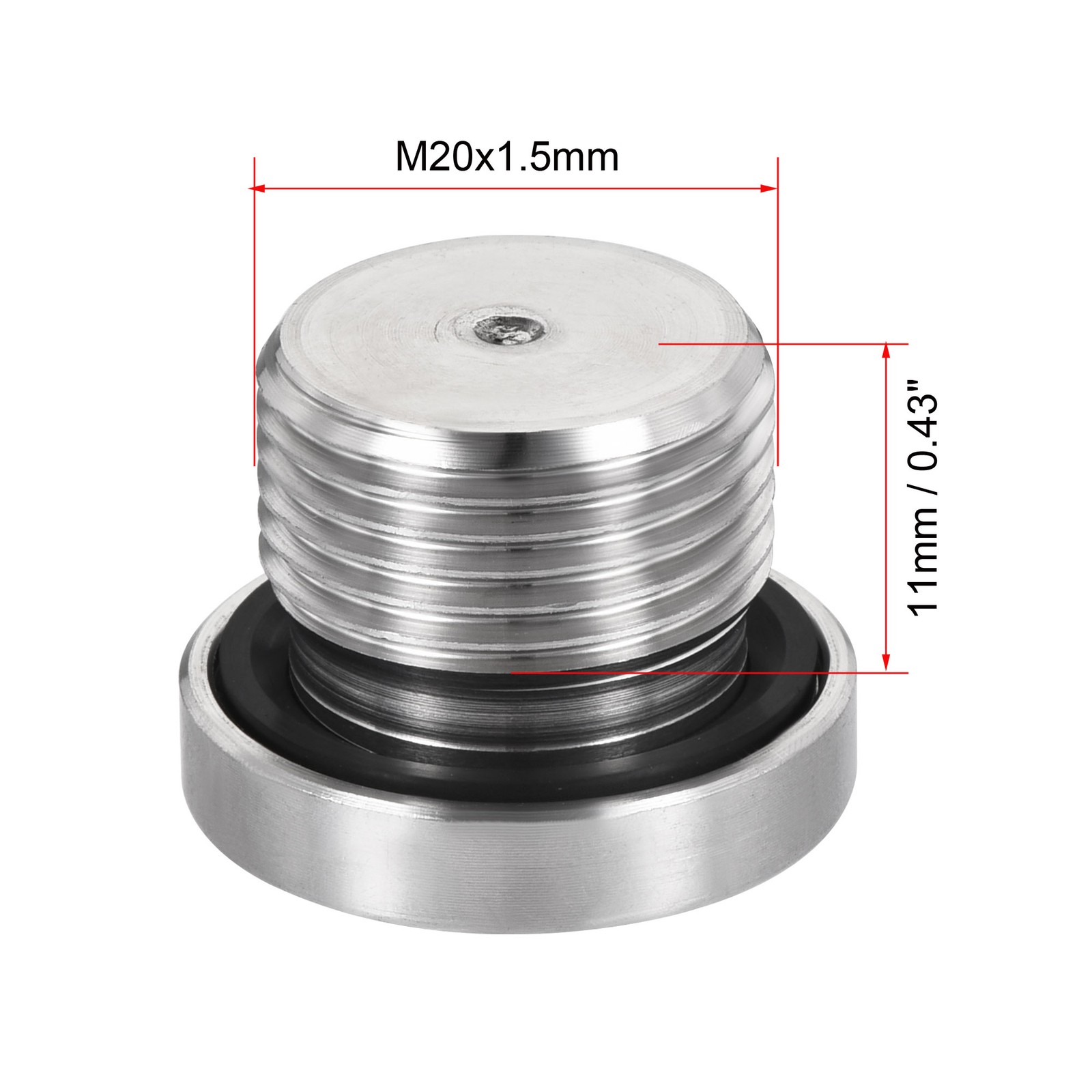 2 x Stainless Steel Inner Hex Head M20x1.5 Pipe Fitting Plug w Seal Ring