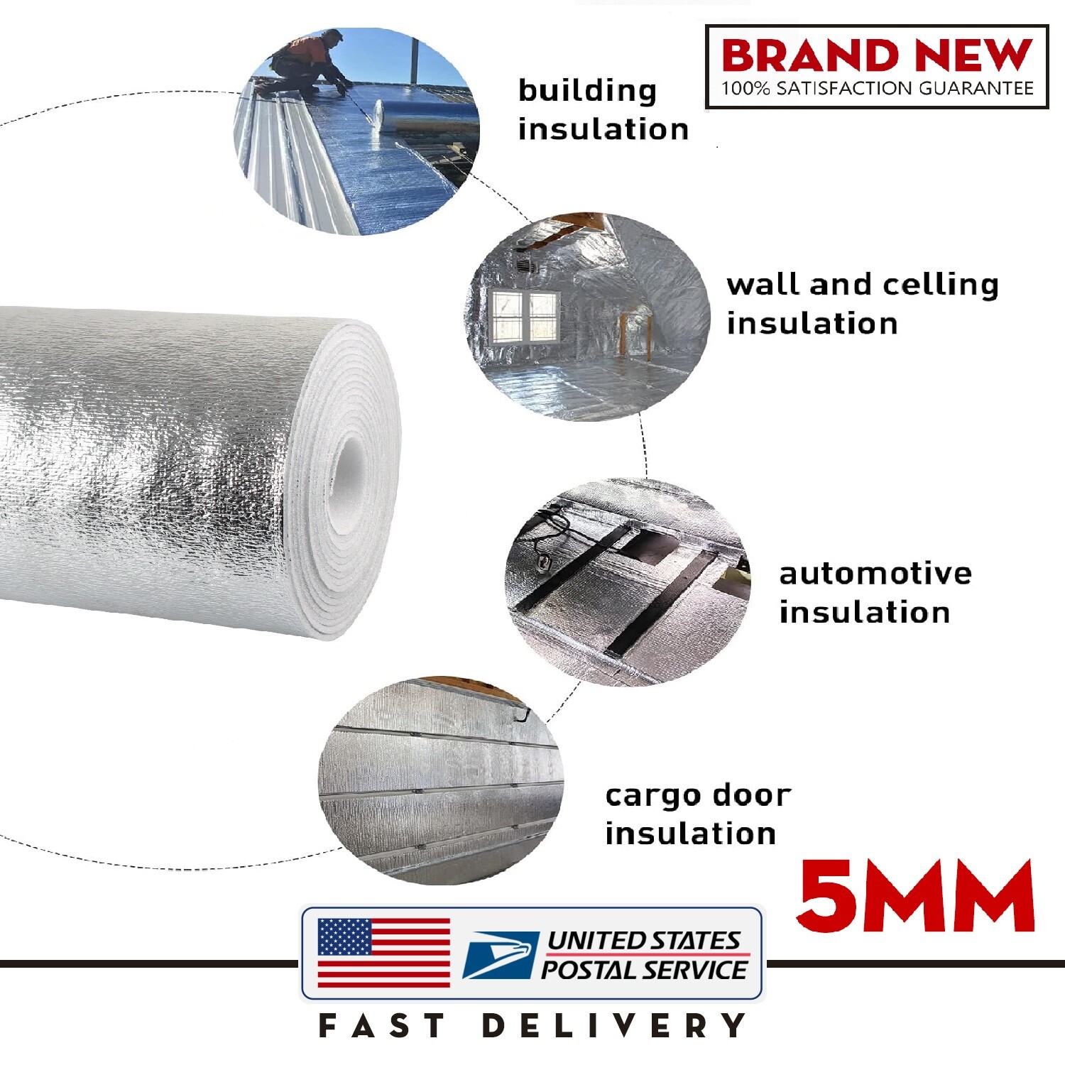 80″x40″ Reflective Foam Core Insulation, White Foam Heat Shield Material Mat