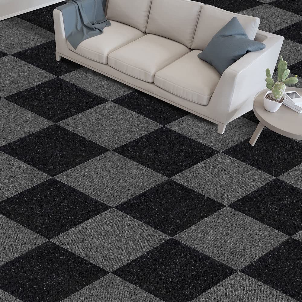 Nexus Self Adhesive 12-Inch Carpet Floor Tiles, 12 19.7″L x 19.7″W, Smoke