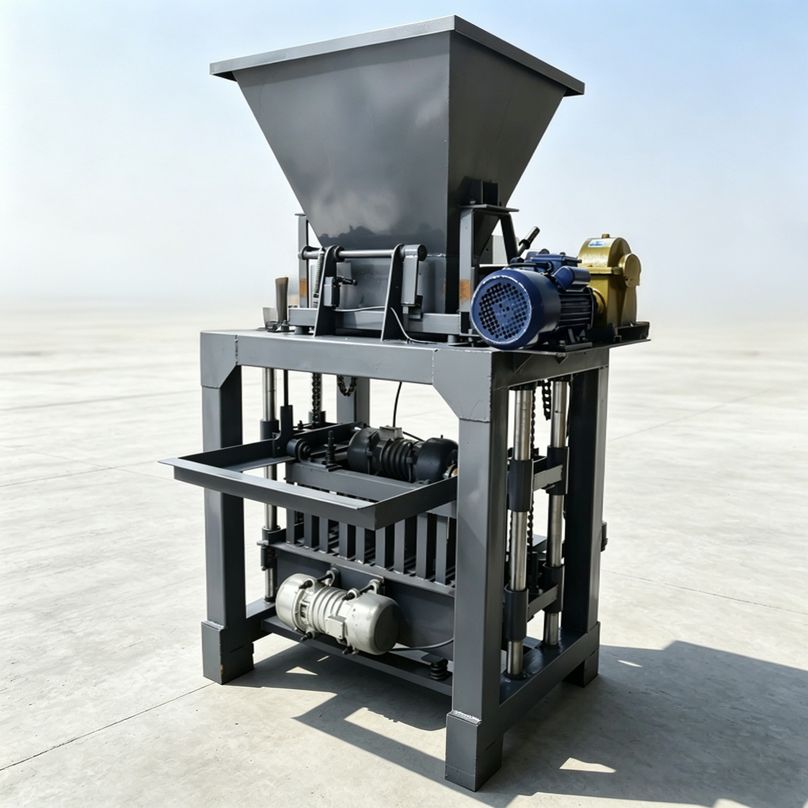 Auto Hollow Soil Block Brick Molding Machine w/Operating Handle 5 Bricks 220V