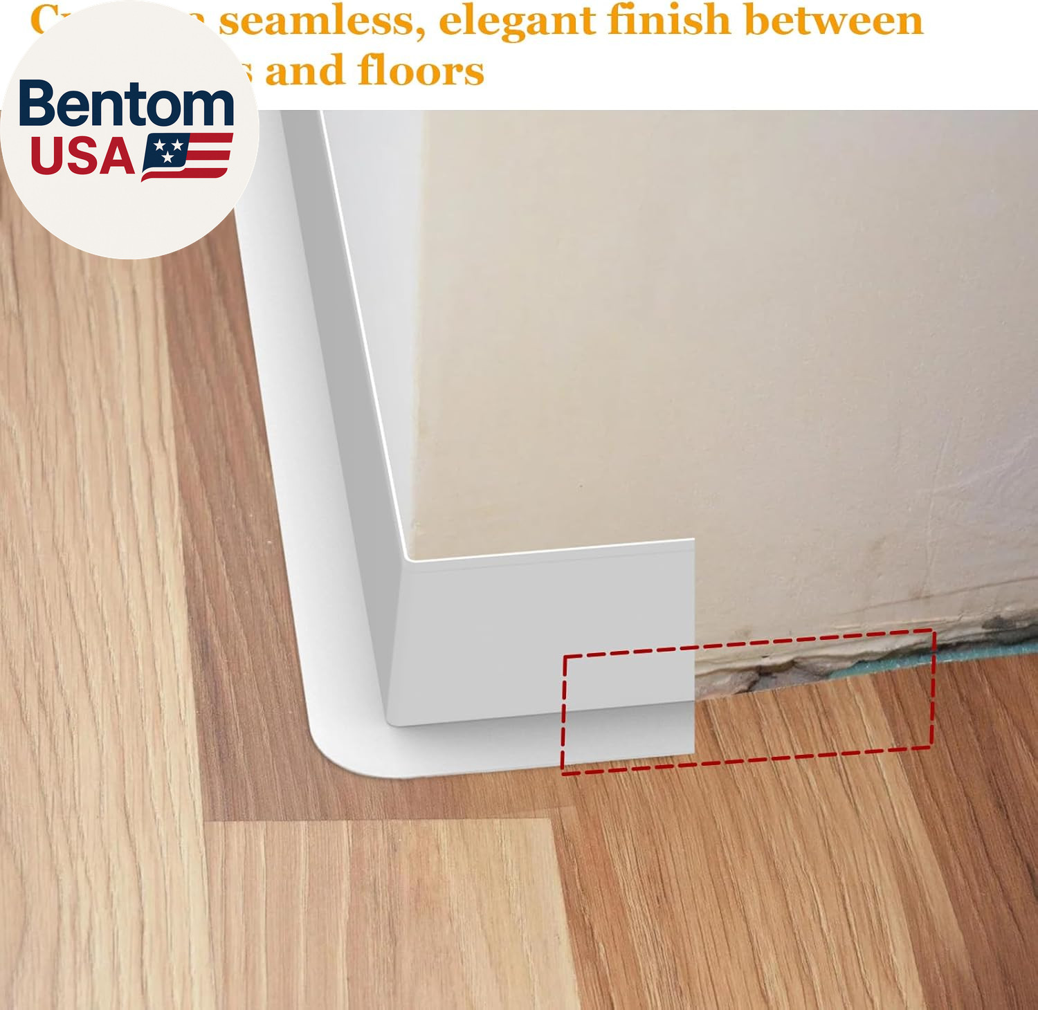 Self-Adhesive Flexible Baseboard Molding Trim – 20 Ft Vinyl Wall Base for Curved