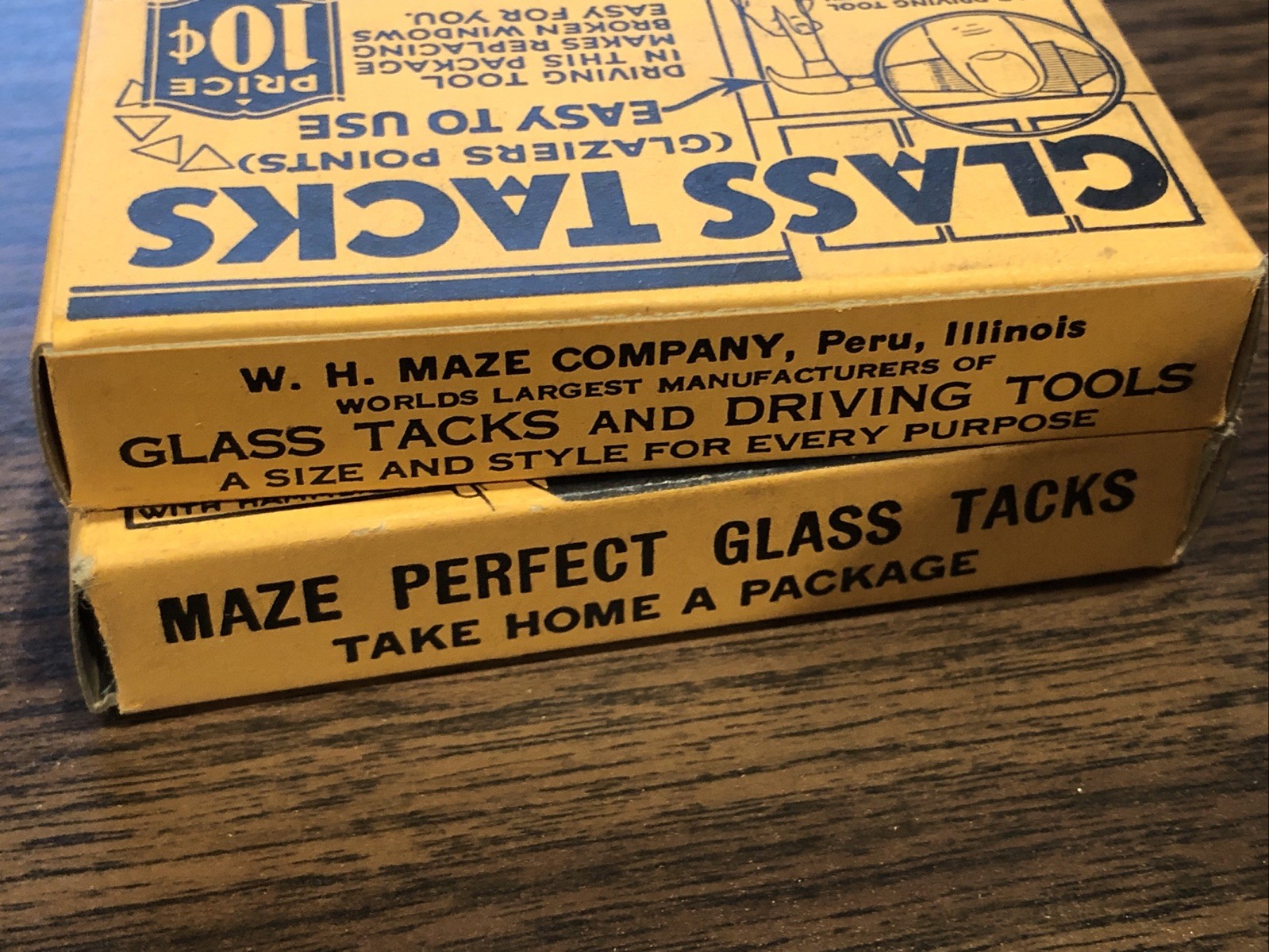 2 Vintage MAZE Metal Triangle Glass Tacks for setting Window Glass Glazier Point
