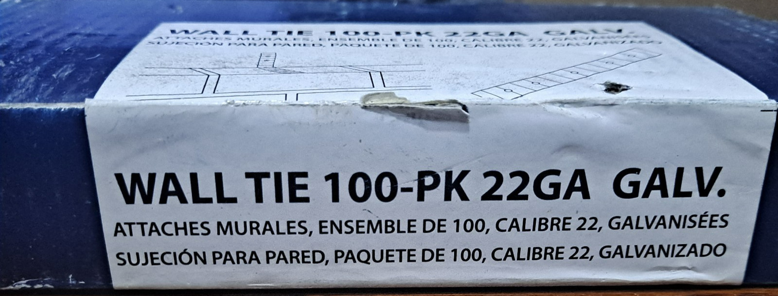 Wall Ties 100-PK 22GA Galvanized 0.9 in x 6.6 in