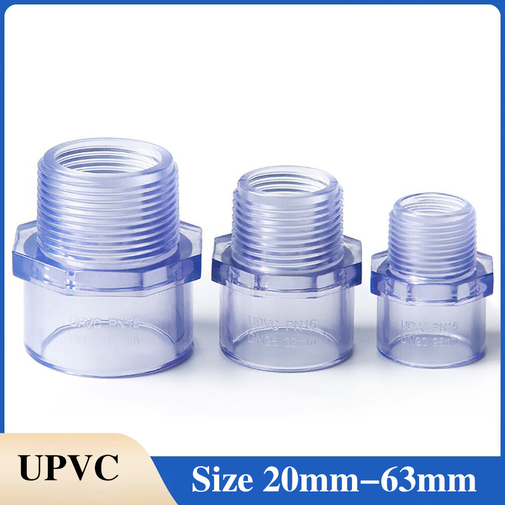 1/2″-2″ UPVC Nipples Threaded Pipe Fittings Connector BSP Male Adapter Clear