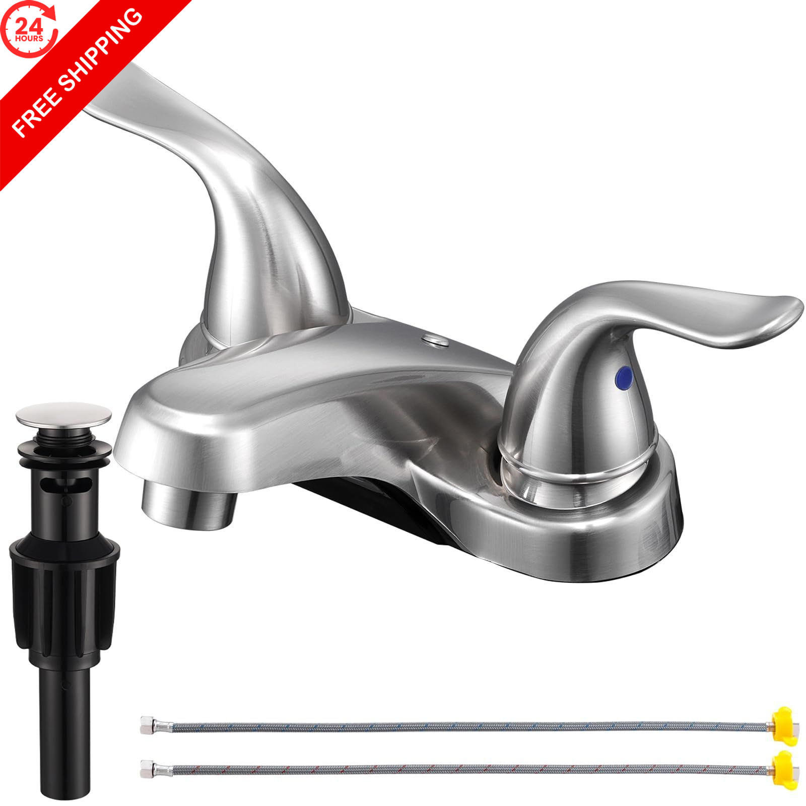 KPWATER Bathroom Sink Faucets 2/3 ‎3.84 x 9.5 x 3.6 inches, Brushed Nickel