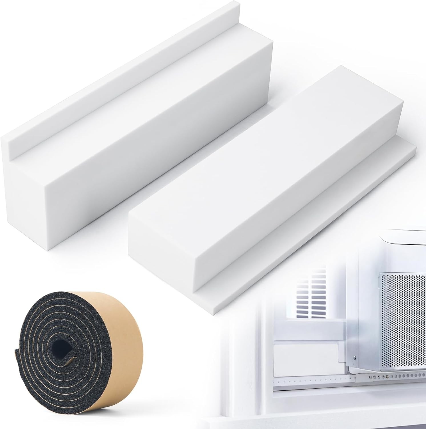 Foam Block U-Shape Window Air Conditioner Units 2 Pack Insulation AC Side Foam