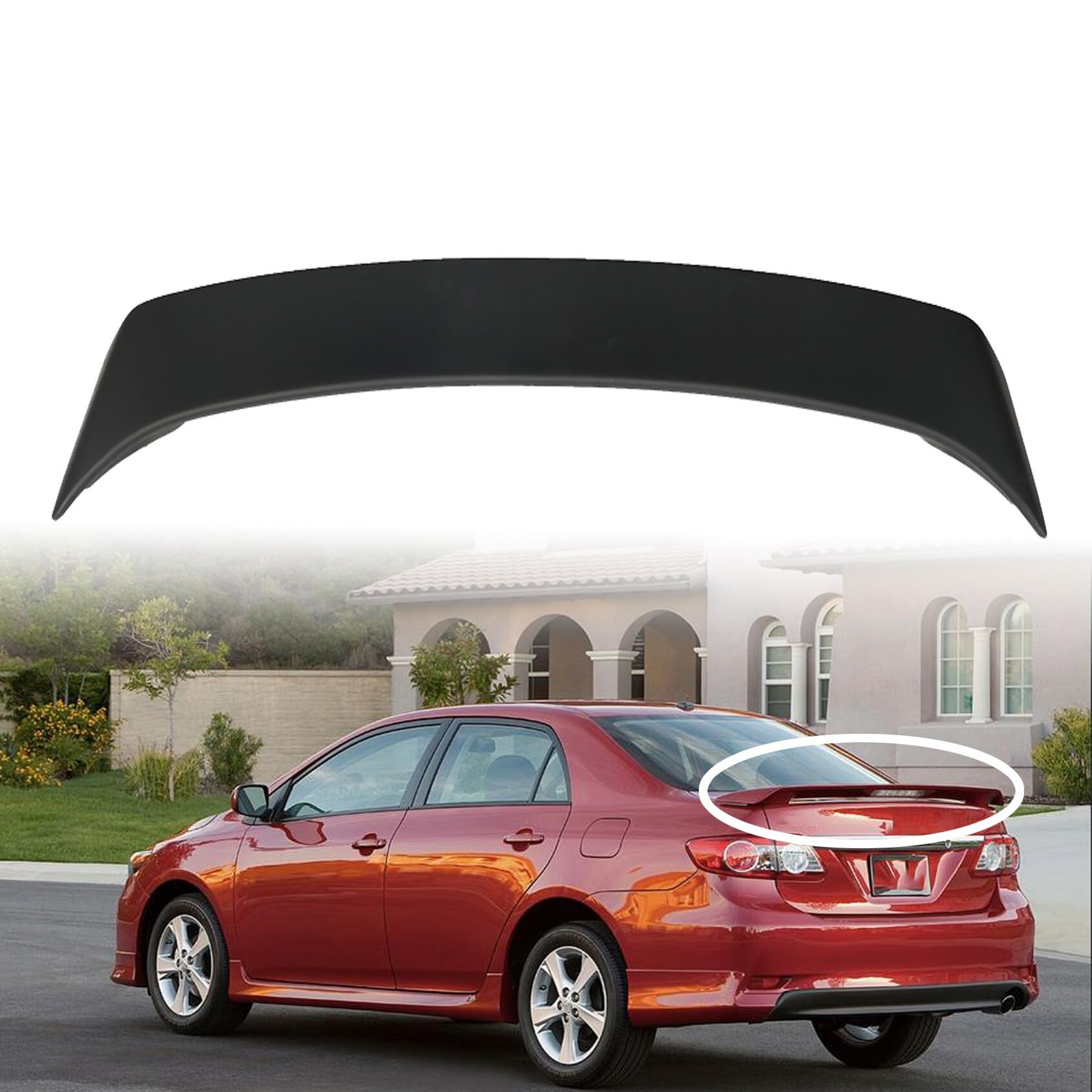 Unpainted Factory Style ABS Plastic Spoiler Wing for 2009-2013 Corolla