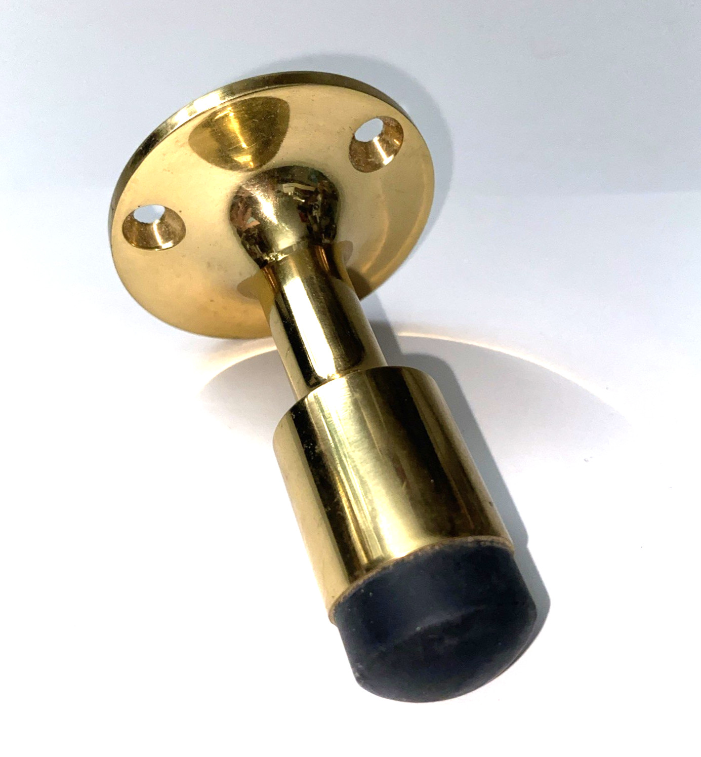 Large Brass Wall Mount Door Stop w/ Rubber Stop ~ Commercial Grade
