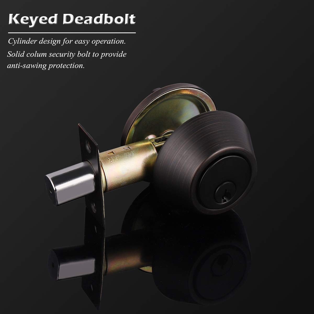 Gobrico 2 Keyed Alike Single Cylinder Deadbolts 2 Pack, Oil Rubbed Bronze