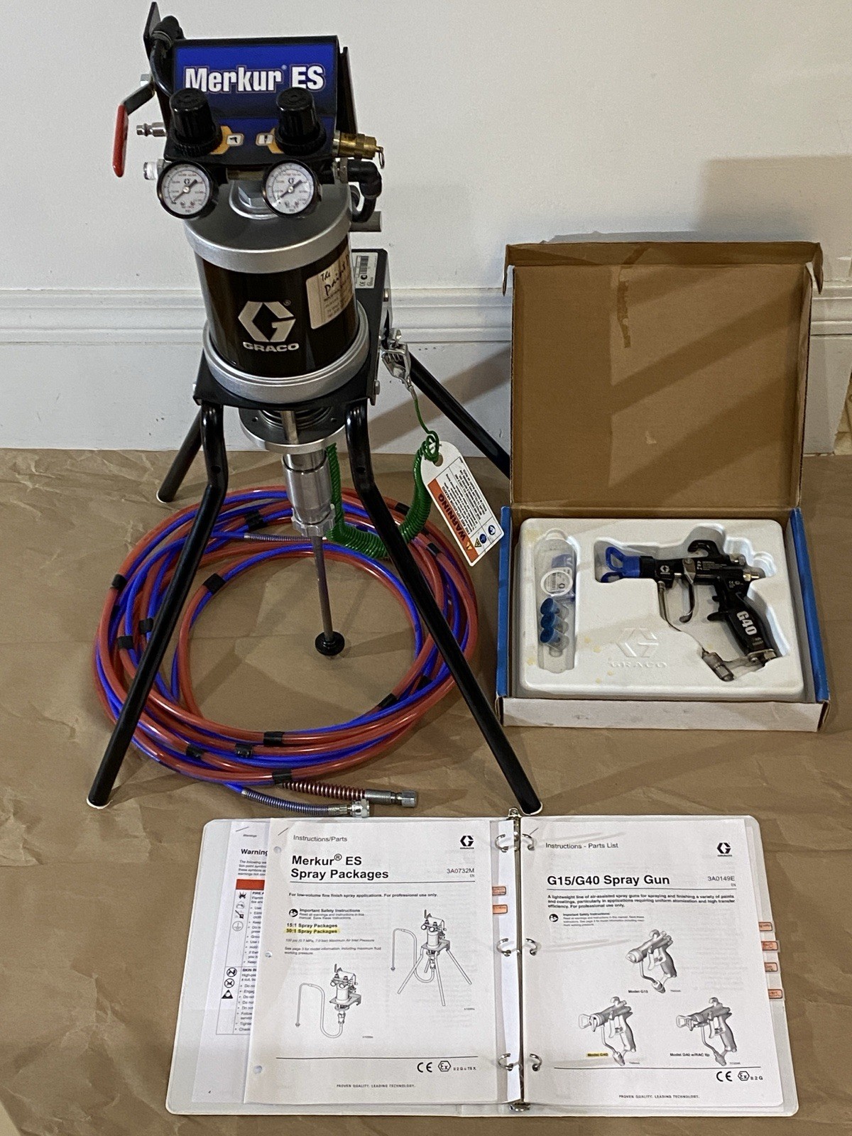 Graco Merkur ES 30:1 Air Assisted Airless Sprayer w/ G40 Gun & hoses – 24F153