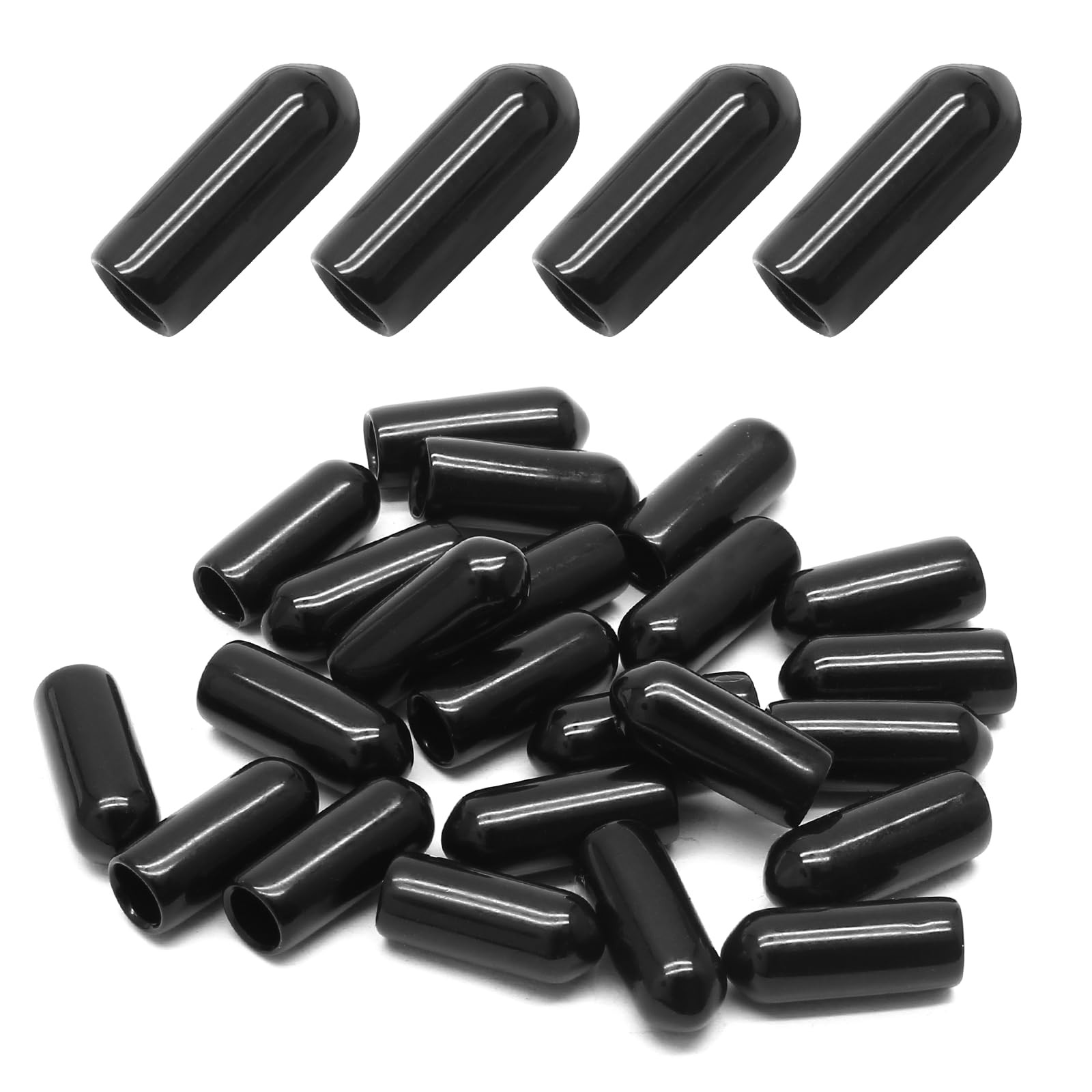 Bonsicoky 24 Pcs Round Rubber End Caps, 1/4″ (6mm) ID Vinyl 6mm, Black